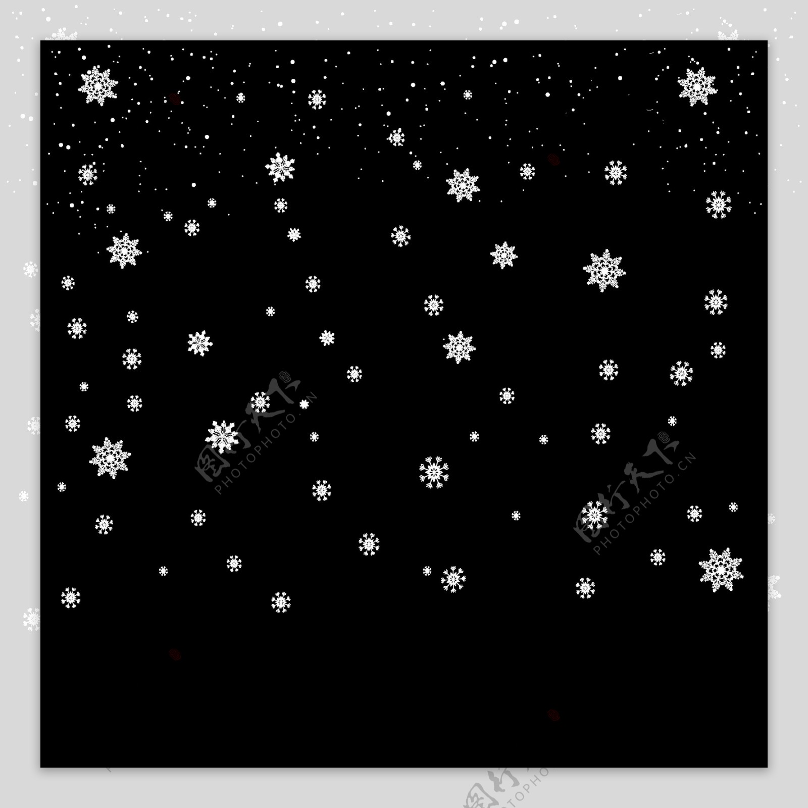 圣诞节卡通扁平漂浮白色雪花元素