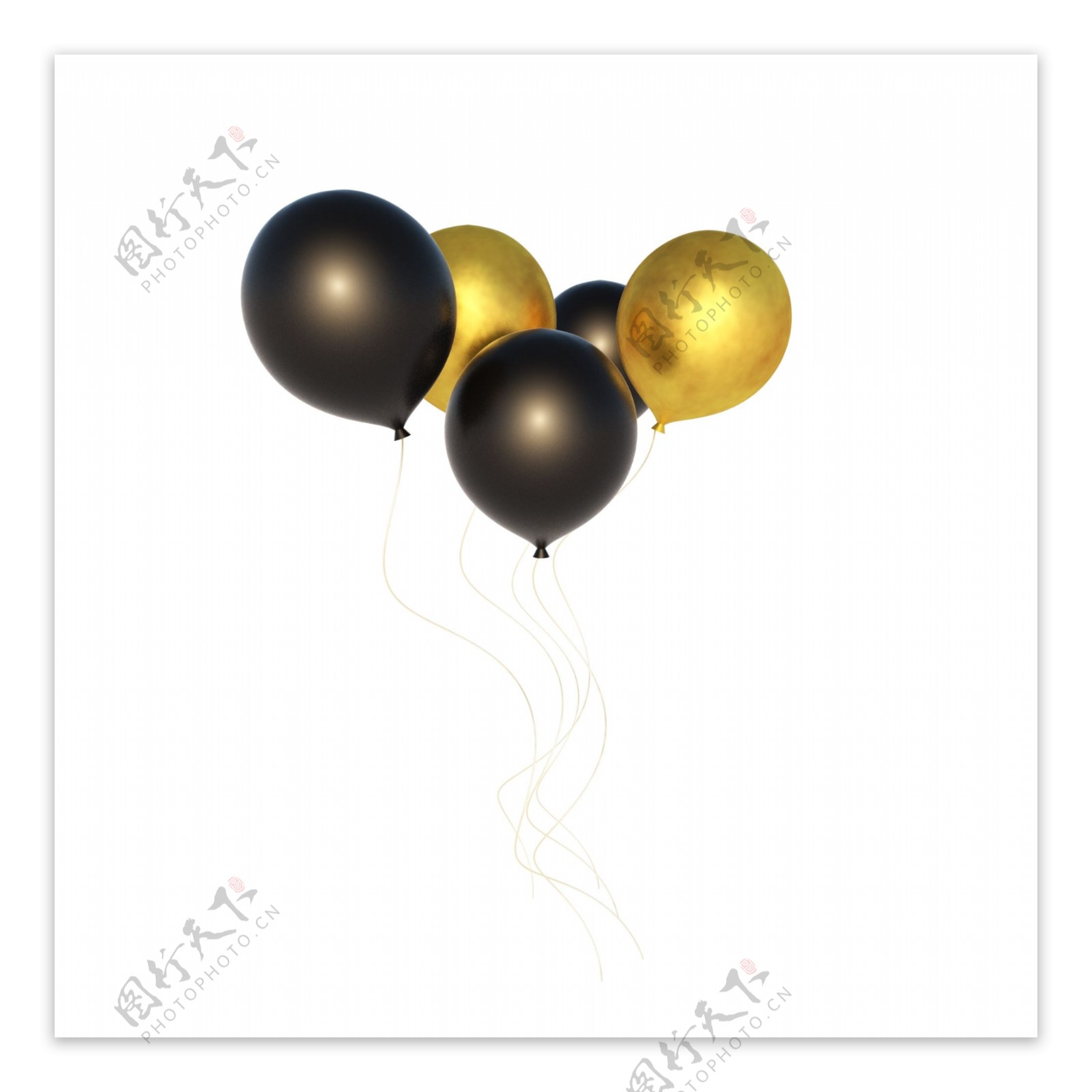 C4D立体漂浮气球简约黑金风格