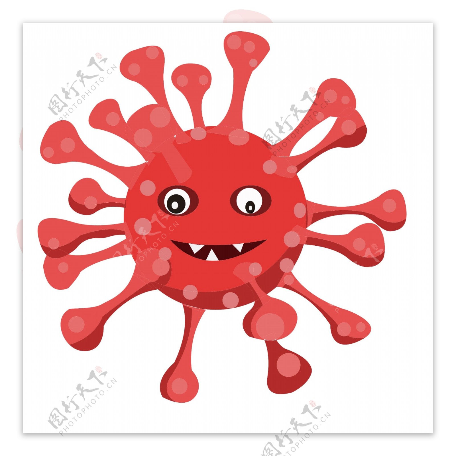 红色的有害细菌插画