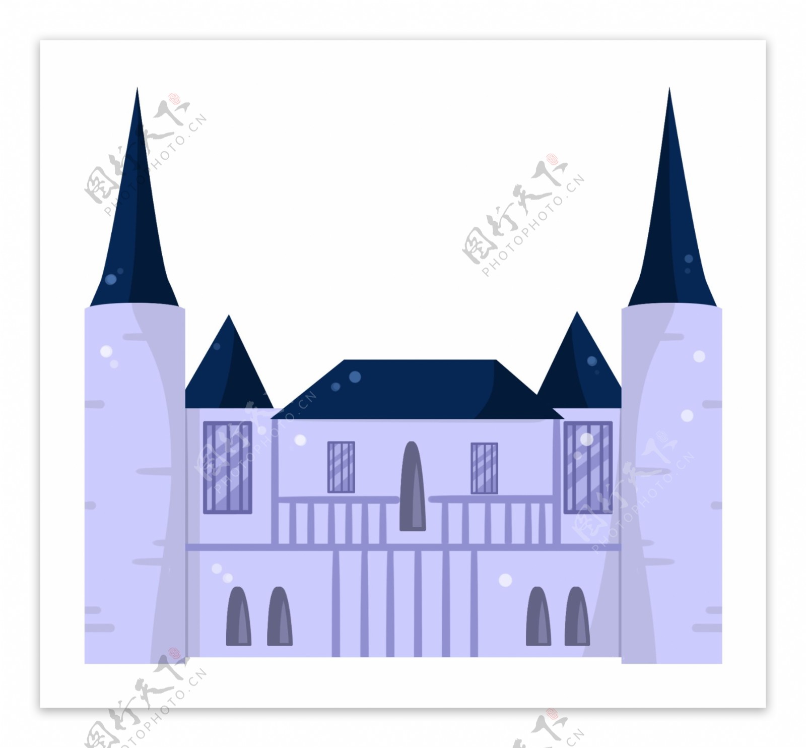 蓝色的城堡装饰插画