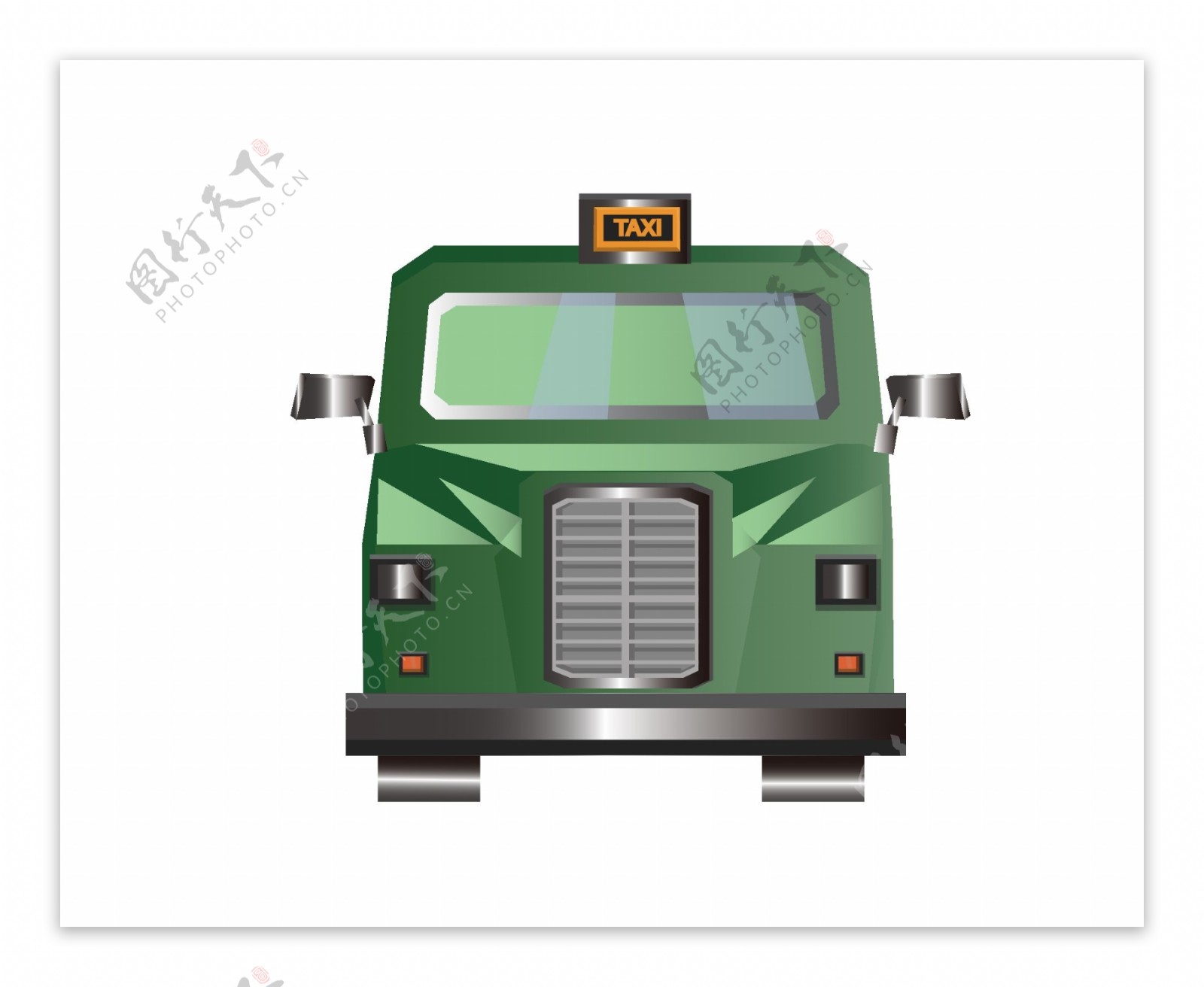 绿色交通小汽车插图
