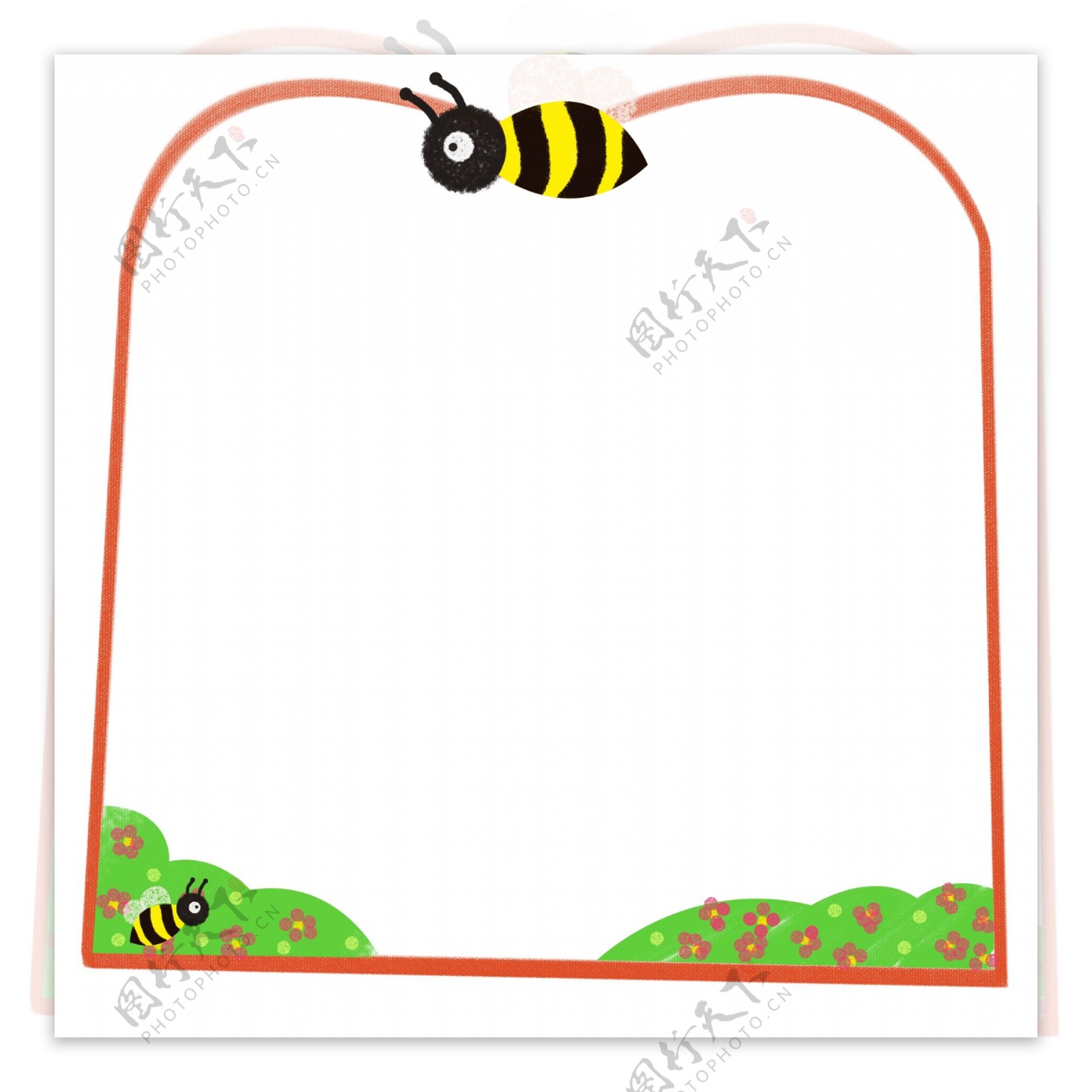 橙色蜜蜂边框插图