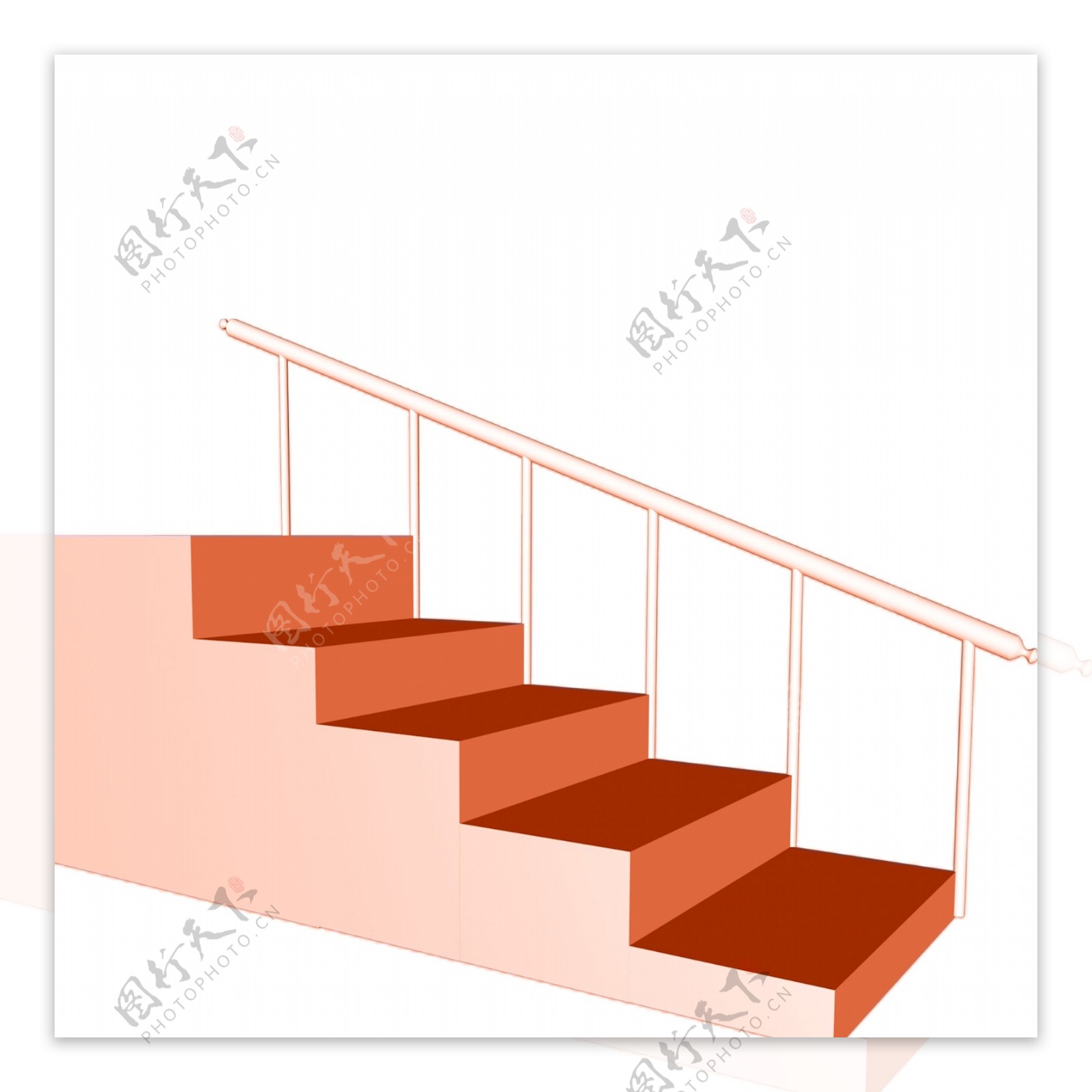 红色的楼梯免抠图