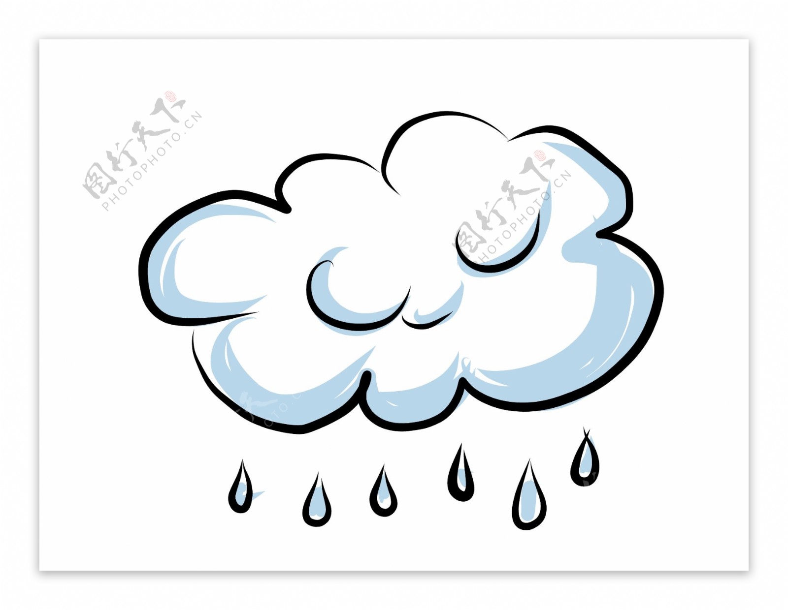 小清新简笔画手绘卡通手绘云朵下雨