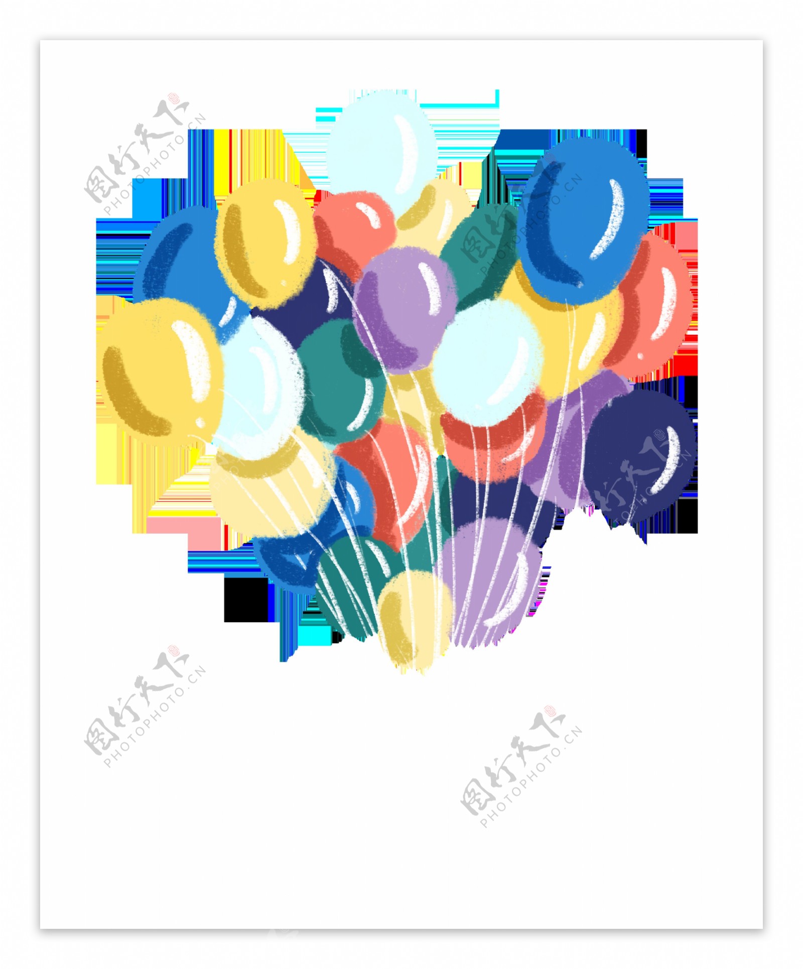 彩色气球手绘免扣图