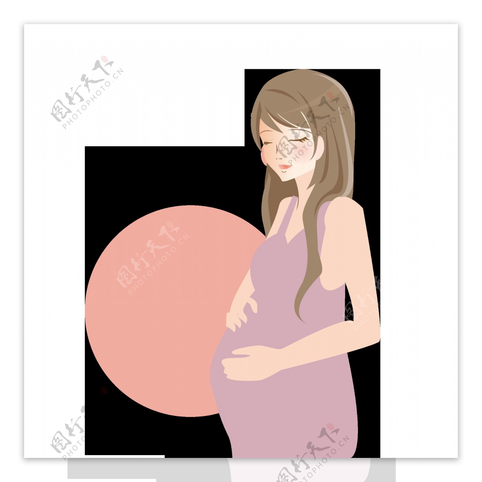 母亲节彩色卡通手绘孕妇
