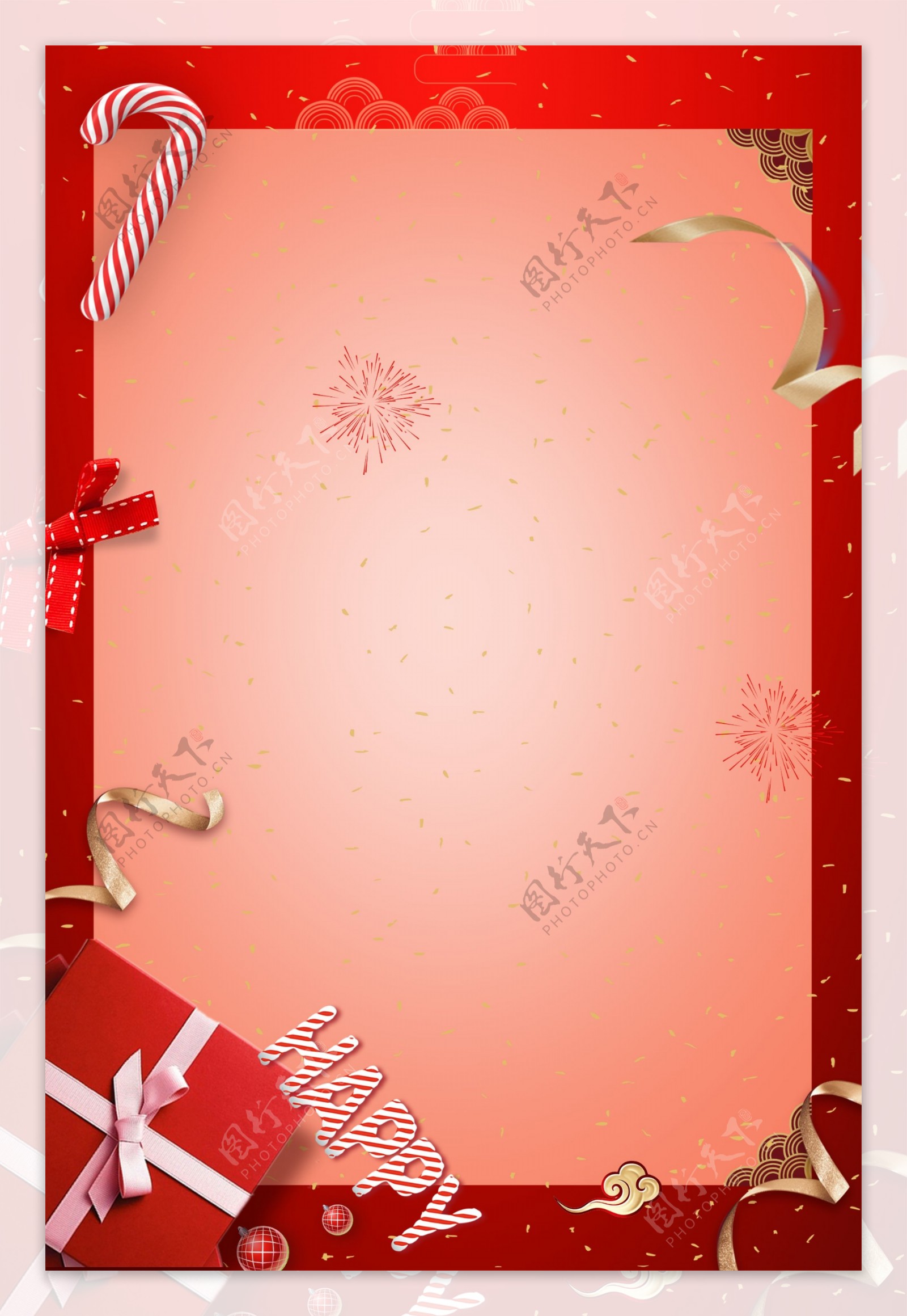 圣诞节红色礼盒广告背景