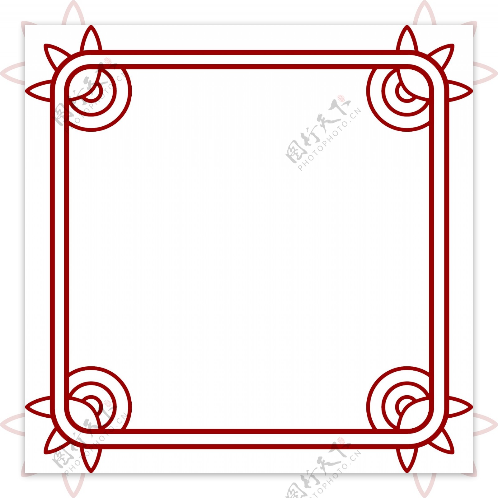 中国风红色传统正方形文本框