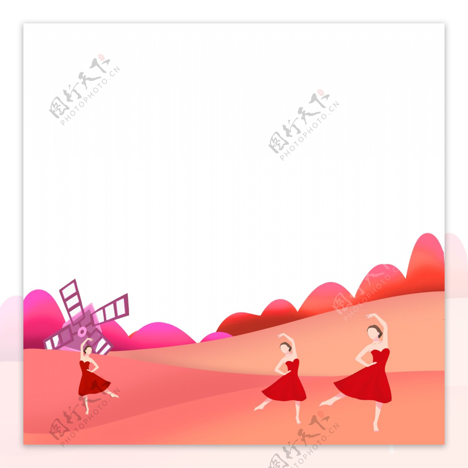 跳舞芭蕾少女舞蹈春天景色装饰底框海报边框
