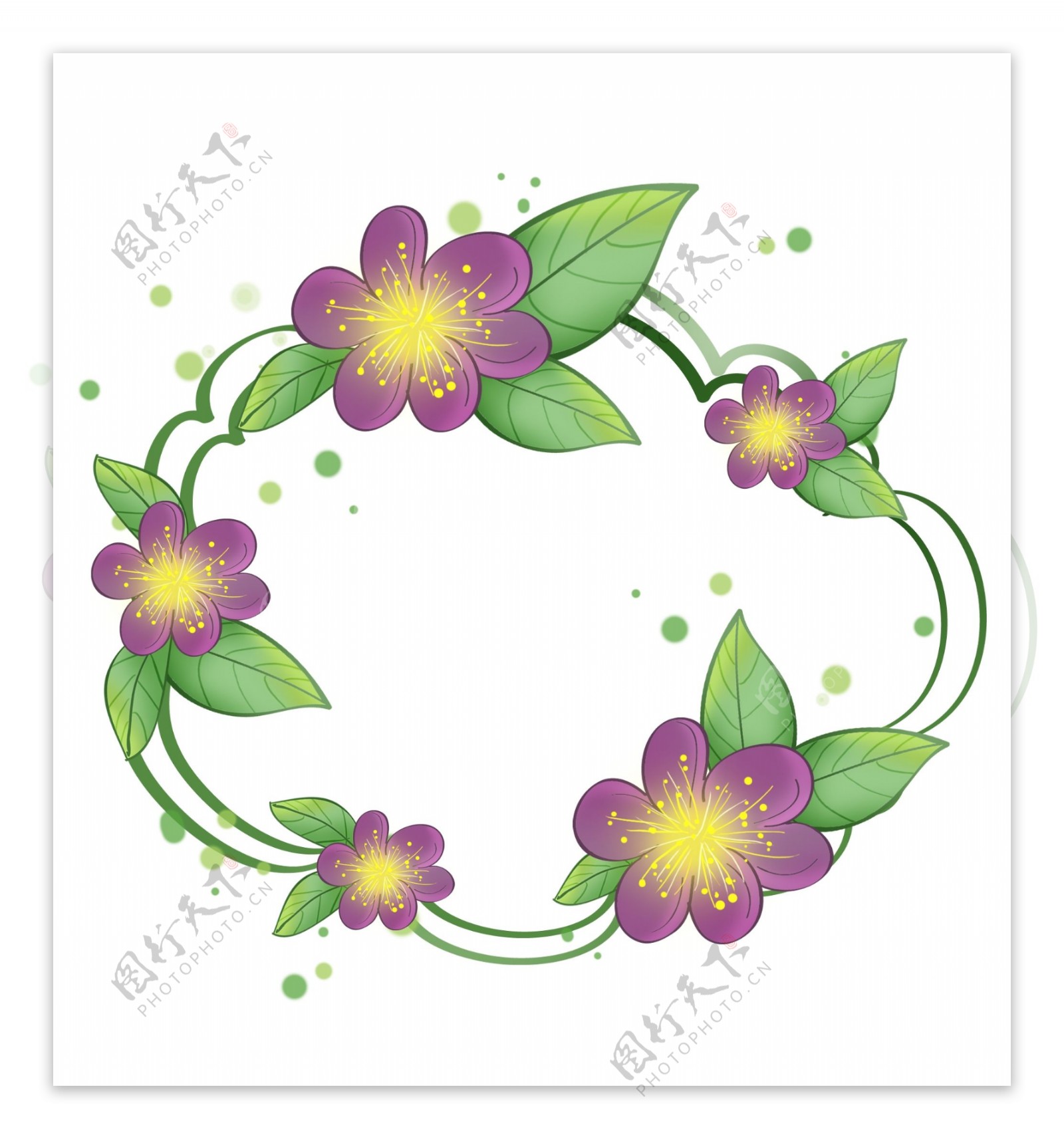紫色花卉叶子文字框