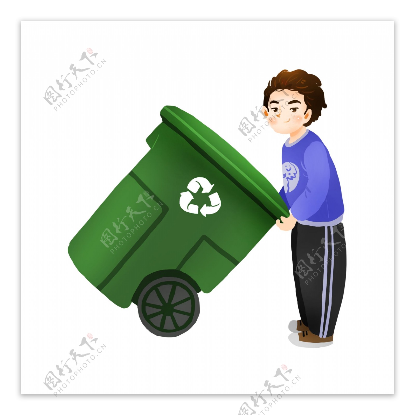 爱护环境整理垃圾的少年