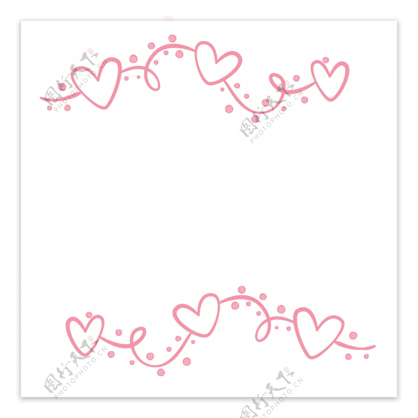 粉色手绘浪漫爱心线条圆点边框