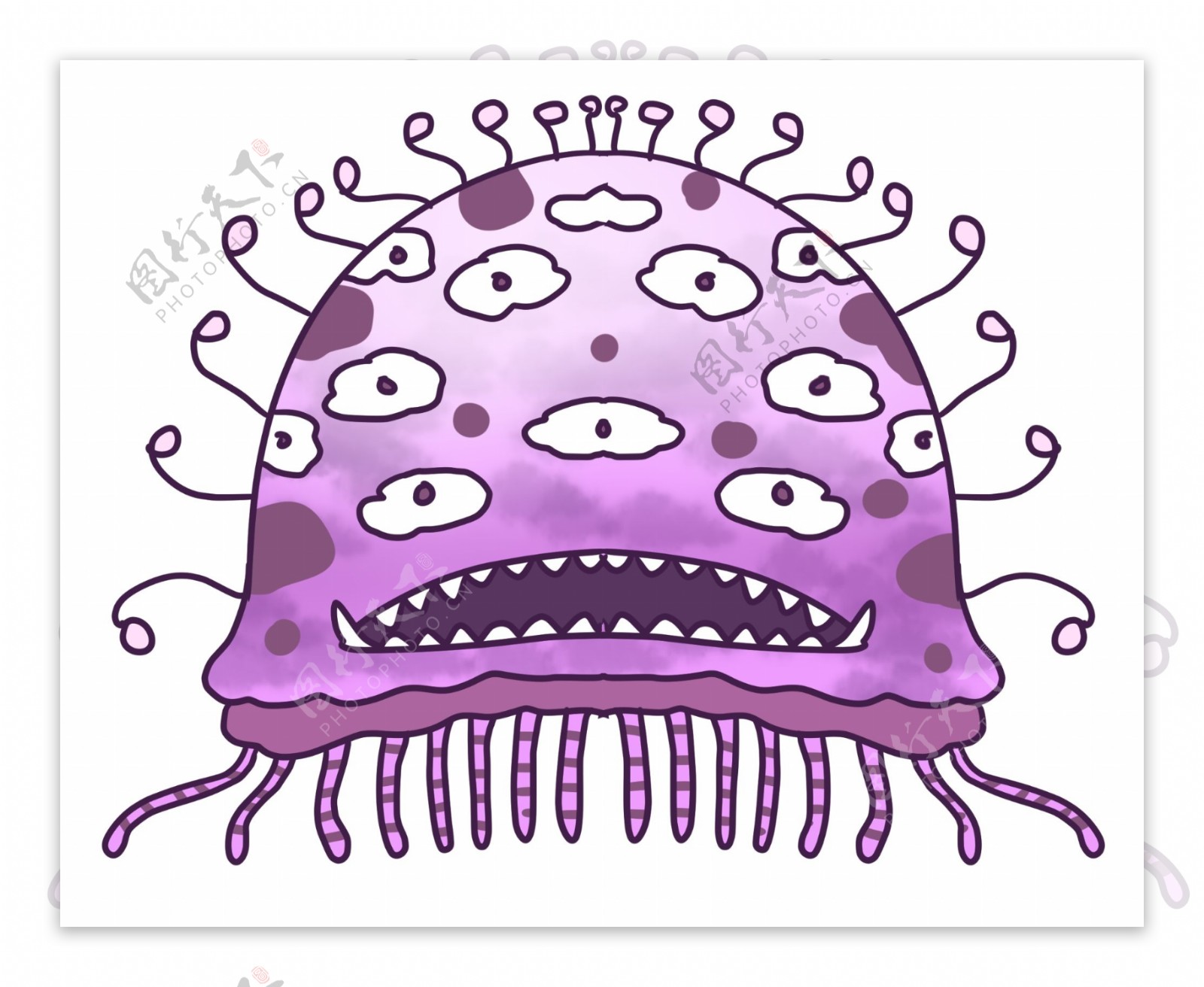 卡通紫色病毒插画