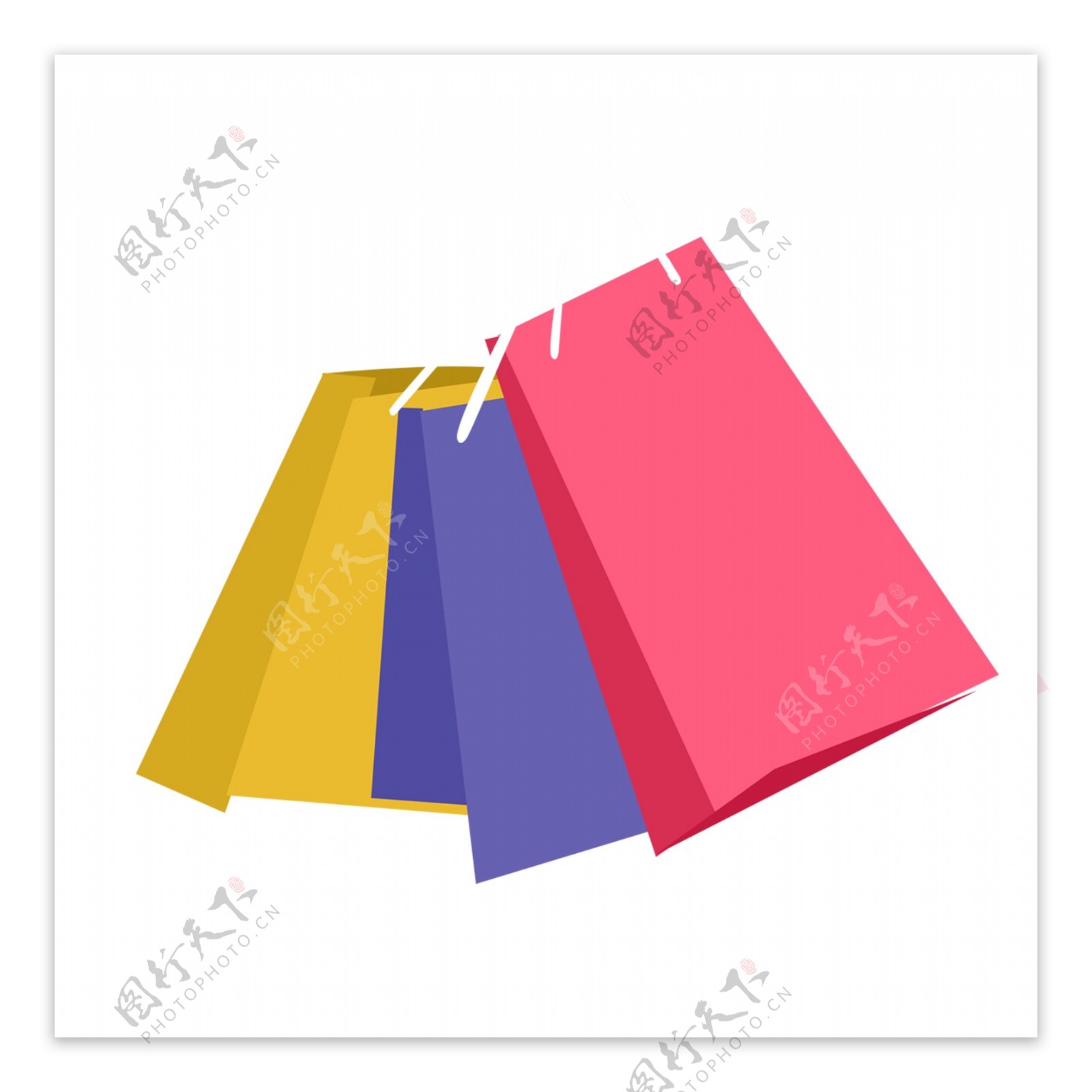 彩色购物袋卡通png素材