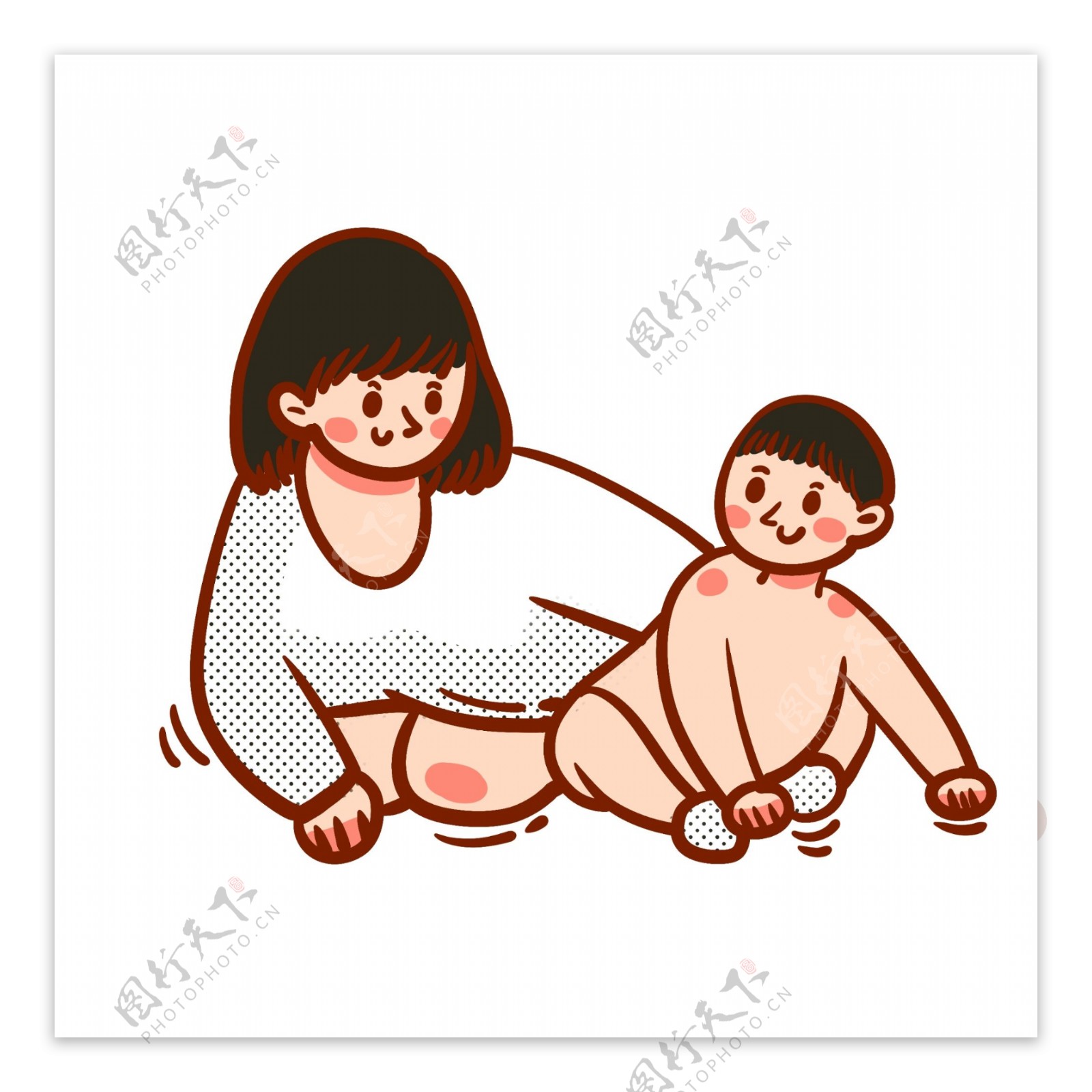 卡通矢量免抠可爱婴儿宝宝和妈妈