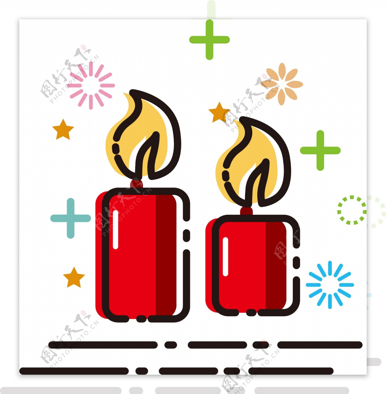 新年红色蜡烛MBE图标