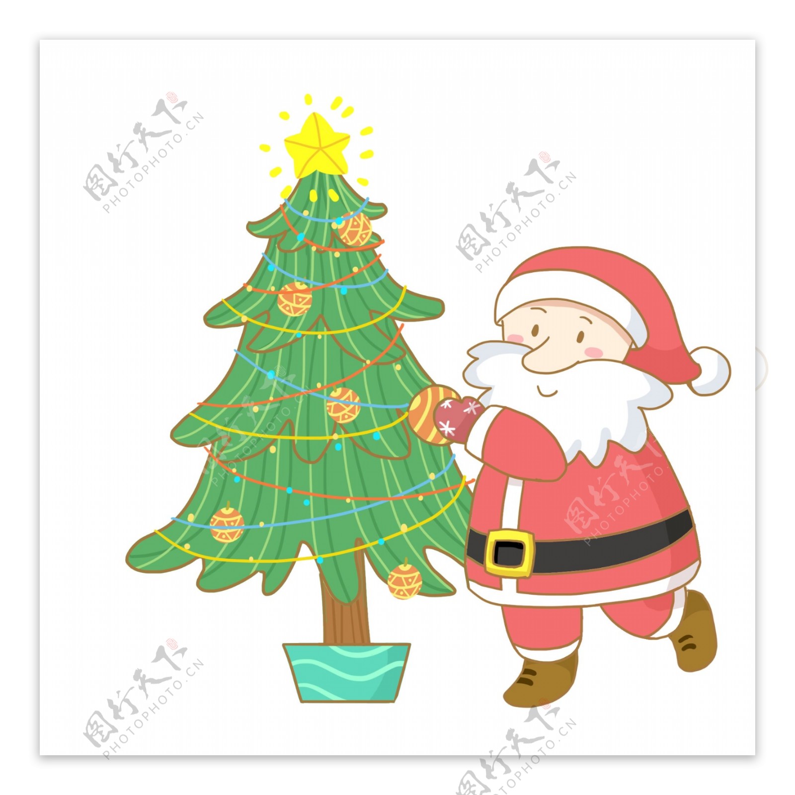 圣诞老人和圣诞树免抠PNG素材
