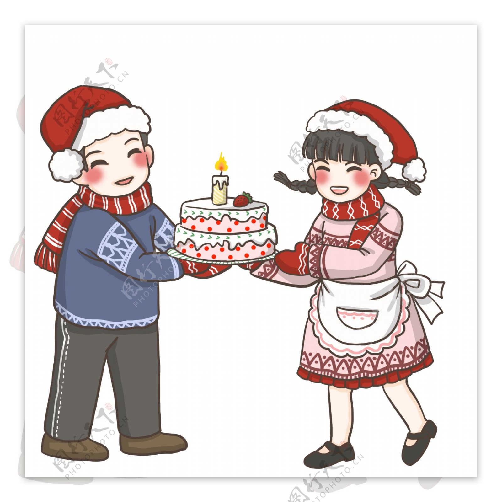 情侣圣诞蛋糕PNG