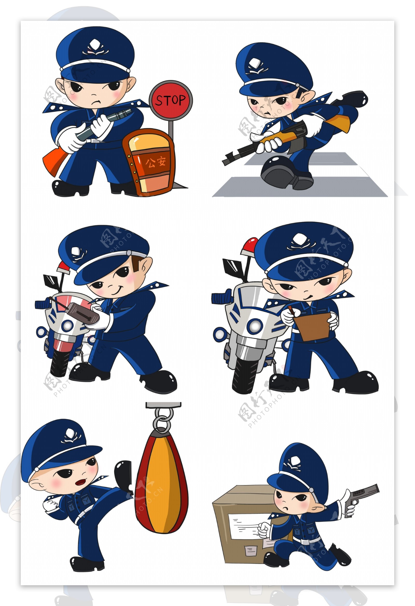 卡通警察形象手绘插画