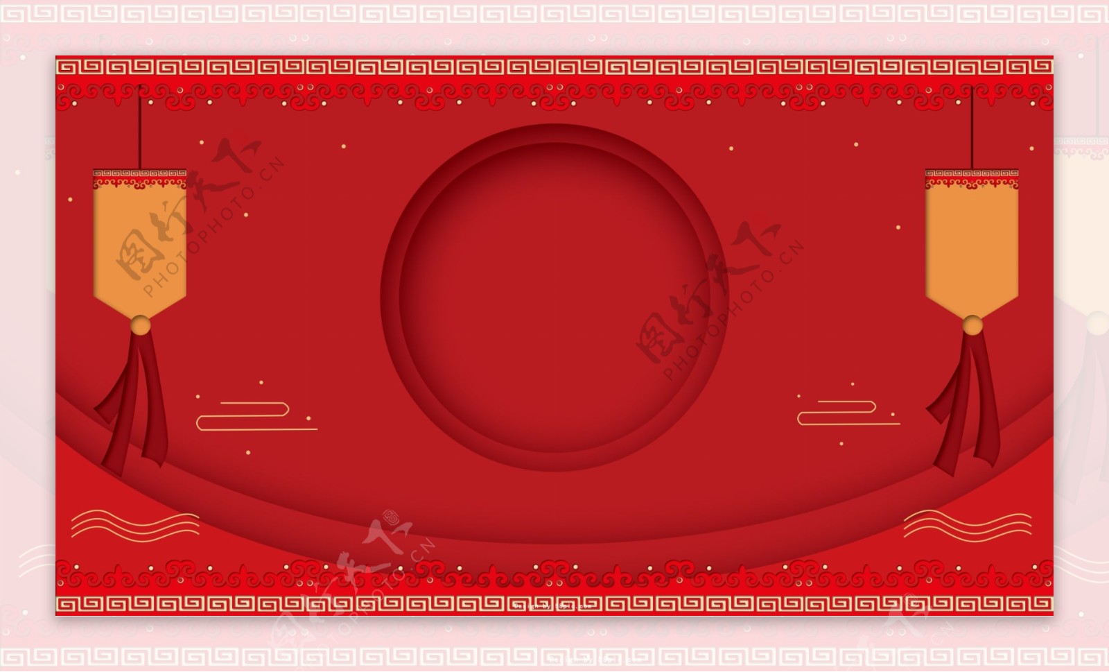 中式红色喜庆婚礼宣传展板背景