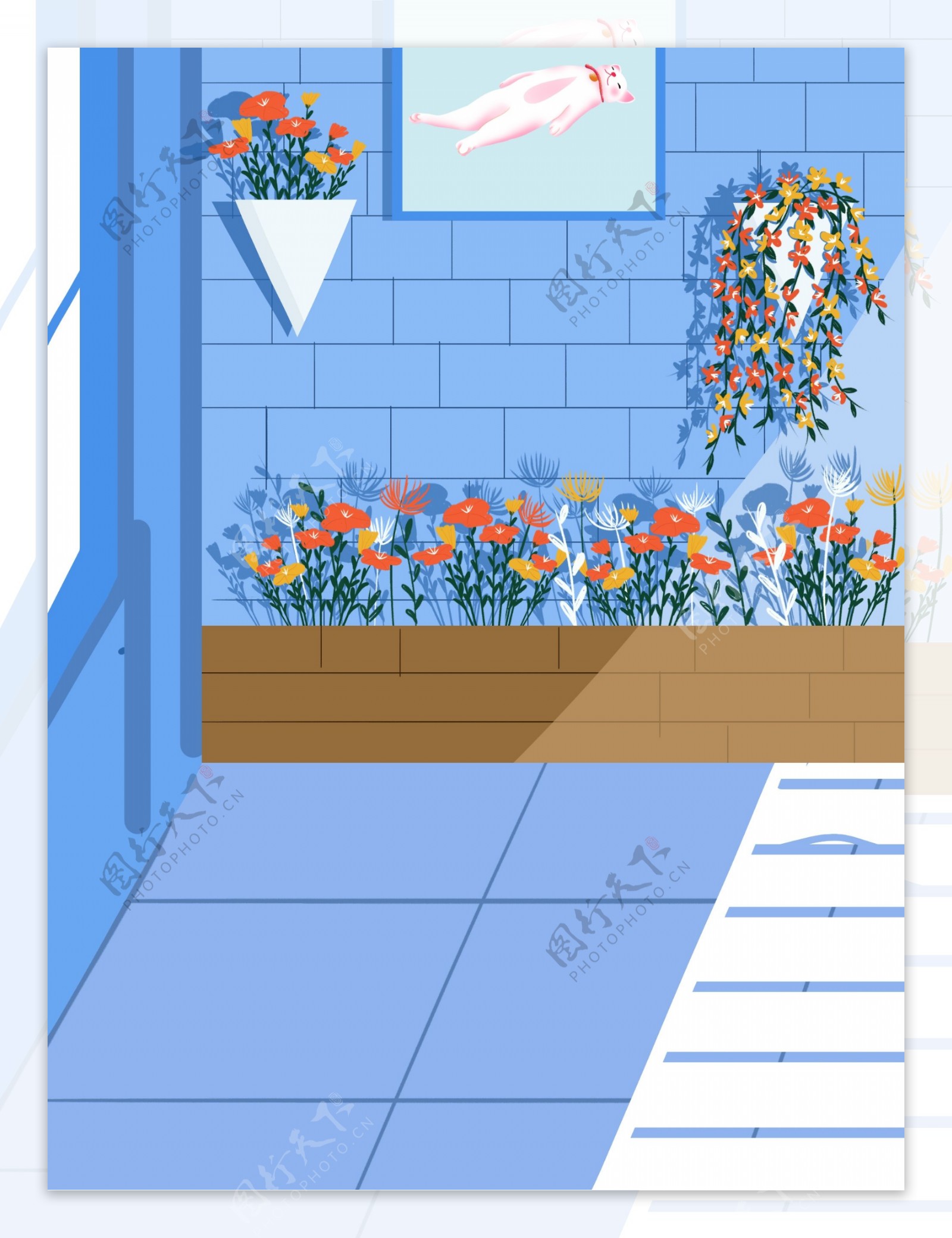 家居阳台花朵背景设计