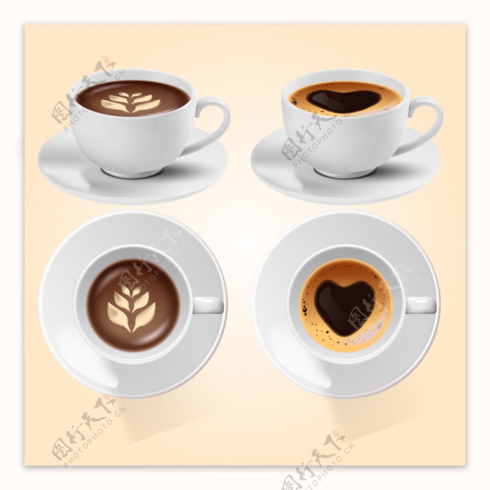 摩卡咖啡美式咖啡双视图