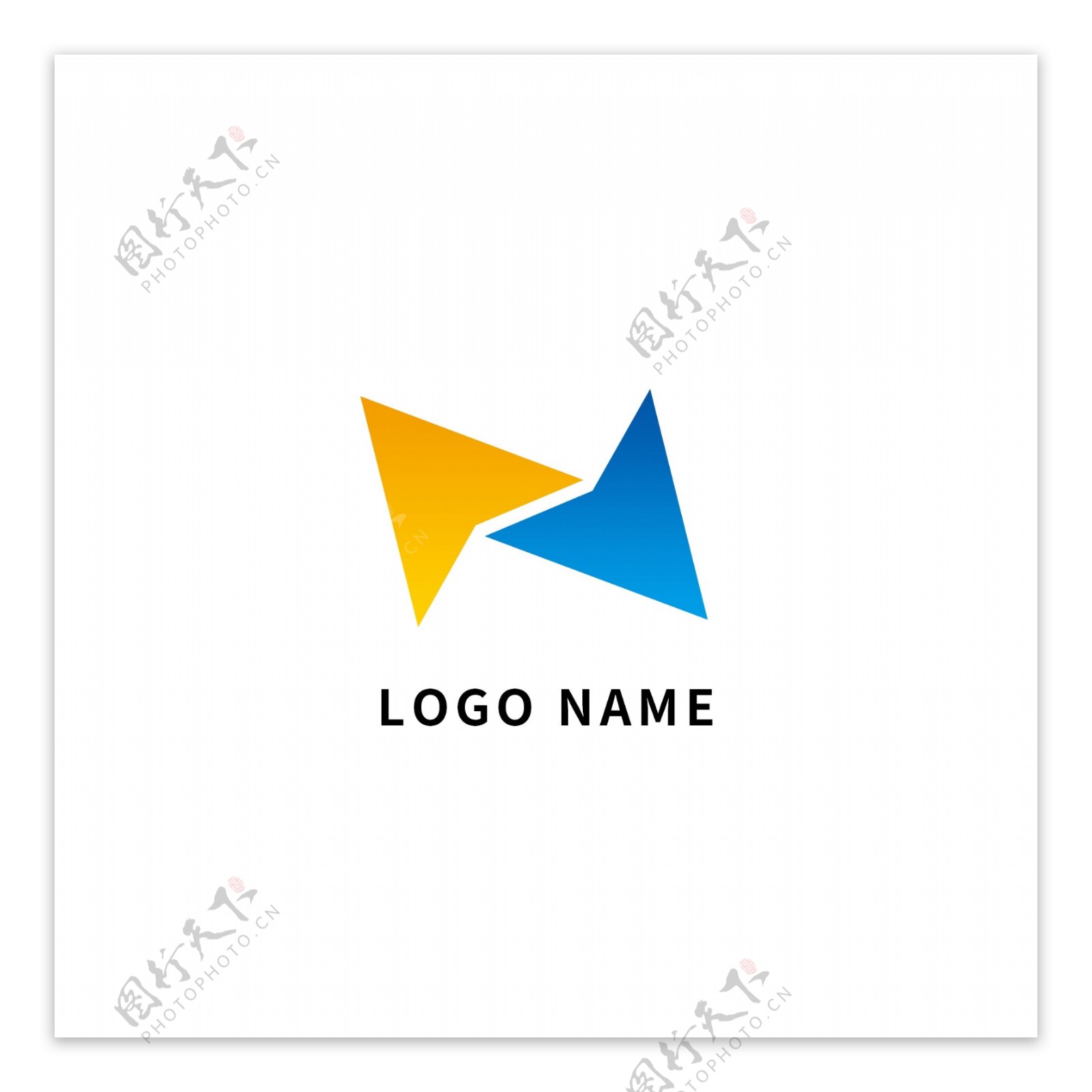 蓝色黄色箭头几何商务企业大气logo