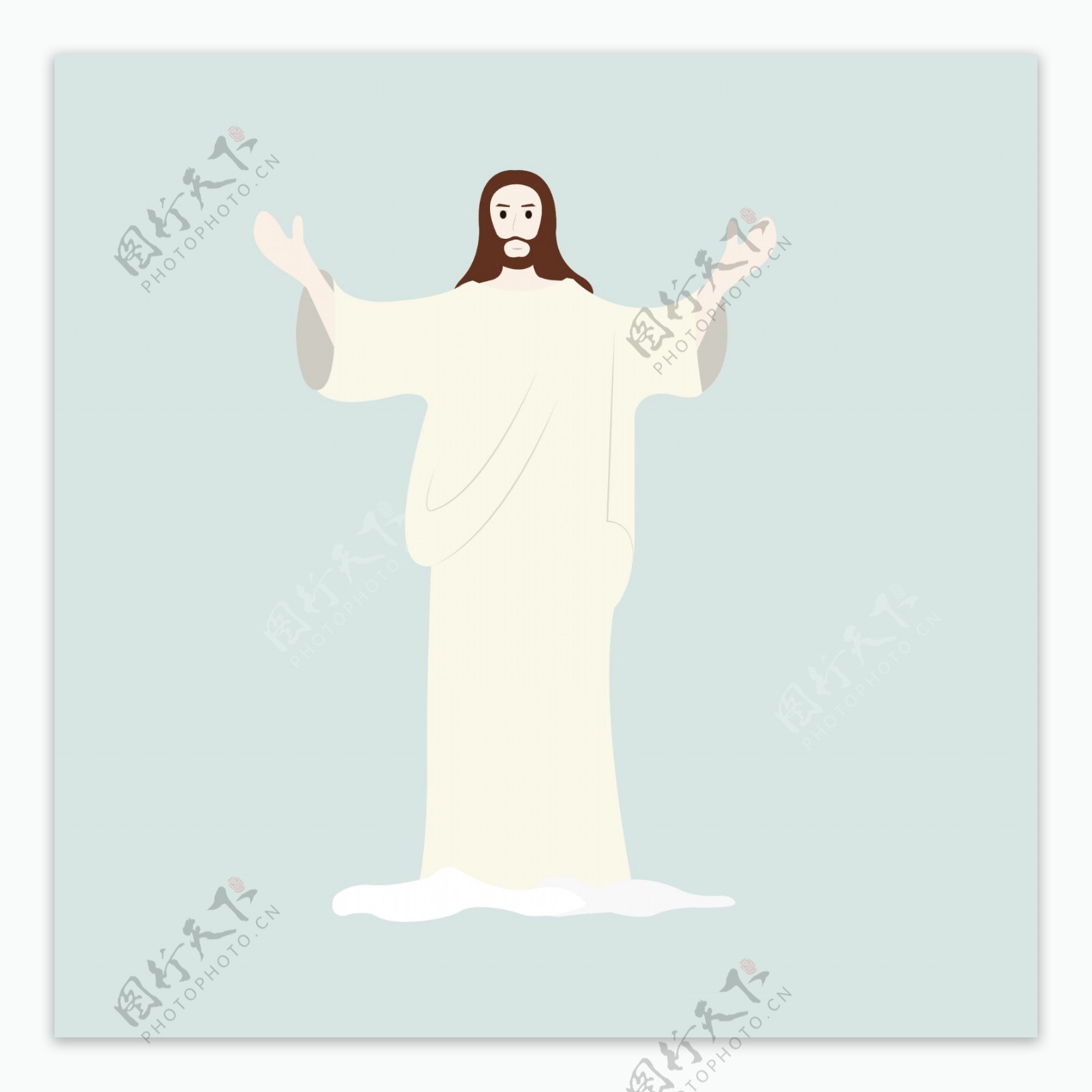 耶稣复活节胡子白衣