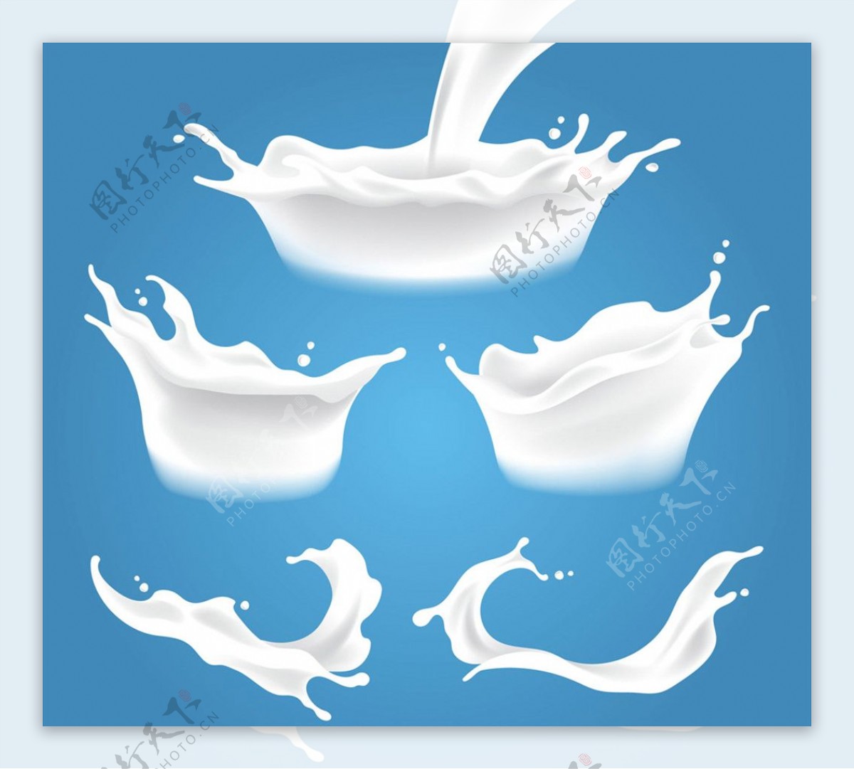 5款动感液态牛奶设计矢量素