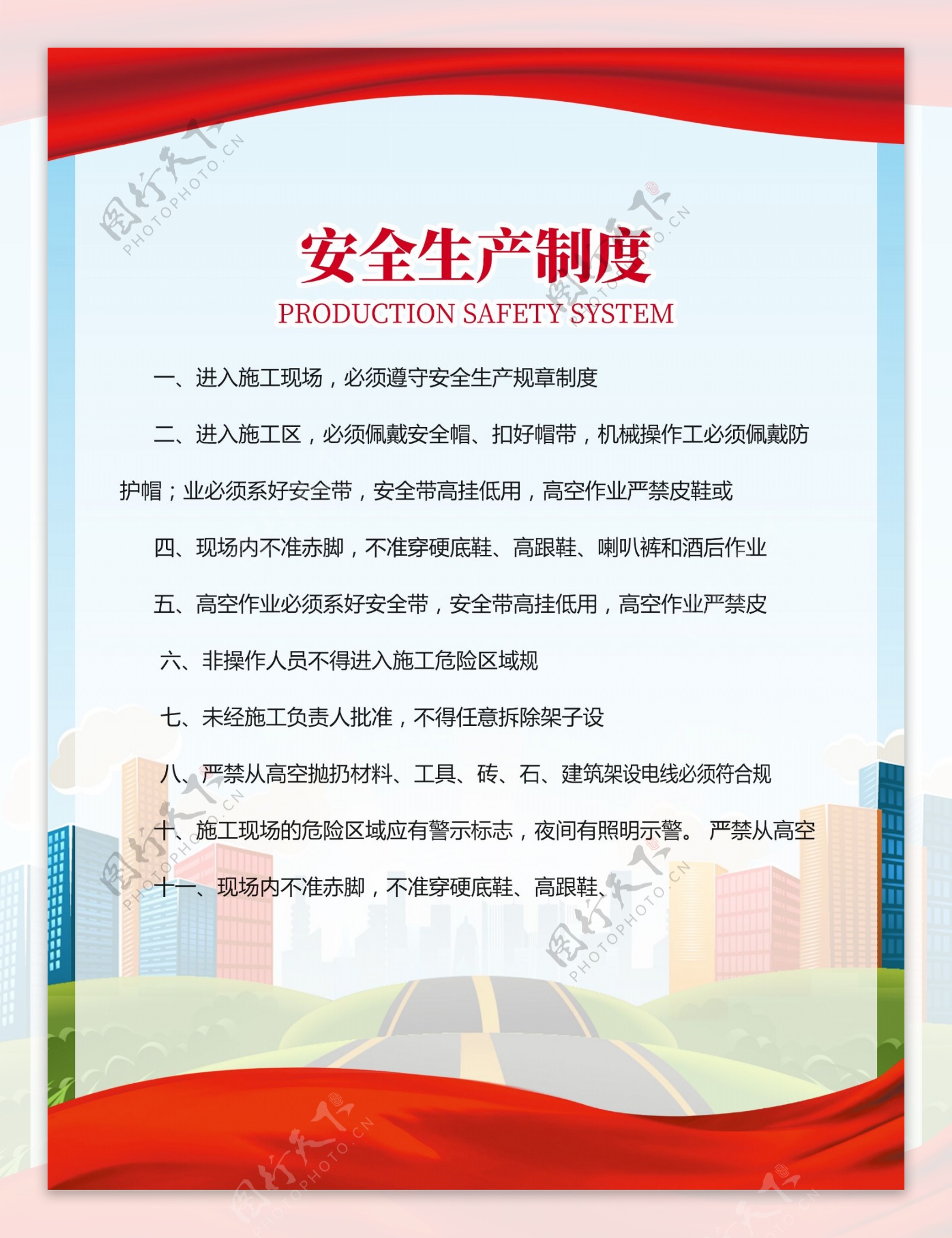 工地安全生产制度展板