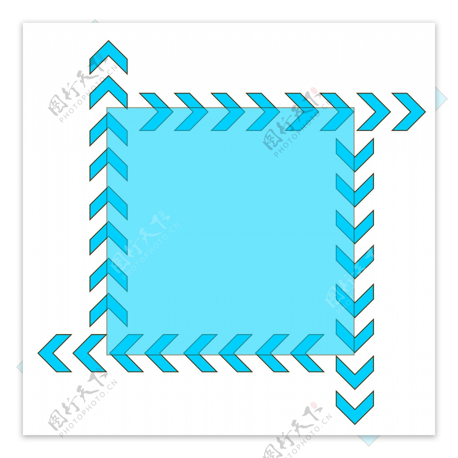 正方形箭头蓝色边框装饰素材可商用