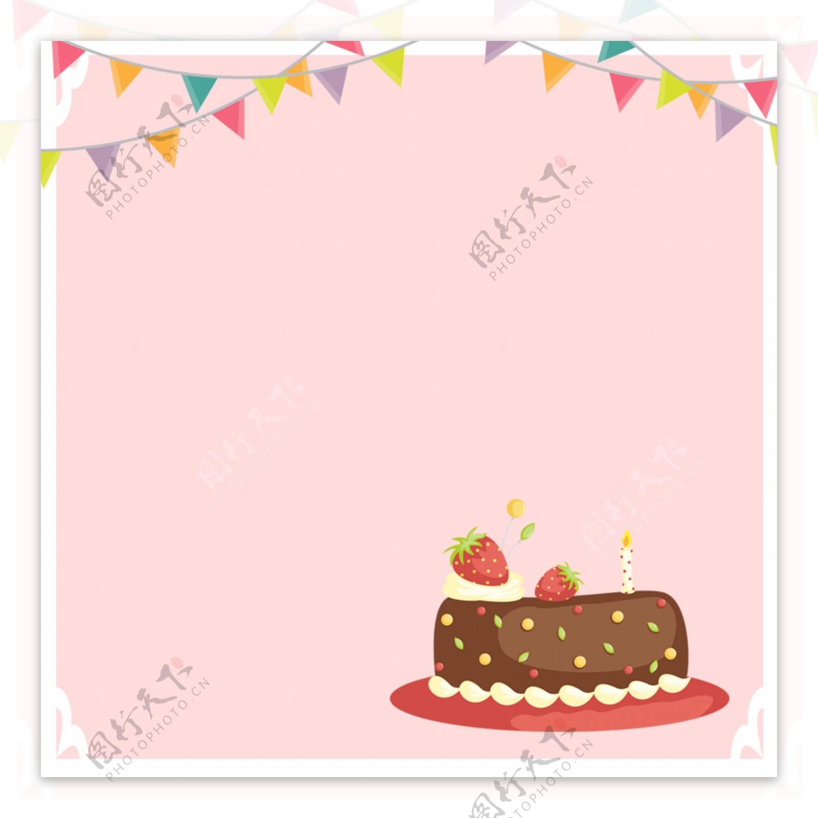 唯美可爱生日蛋糕手绘背景