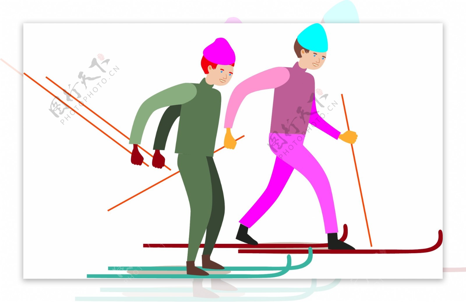 滑雪矢量运动元素健身
