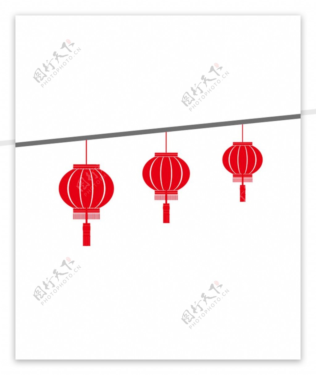 3只红灯笼红灯笼中国风灯笼
