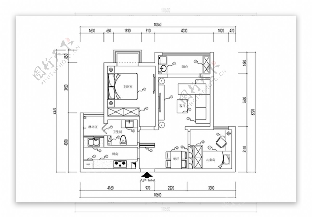 小户型家装CAD平面图