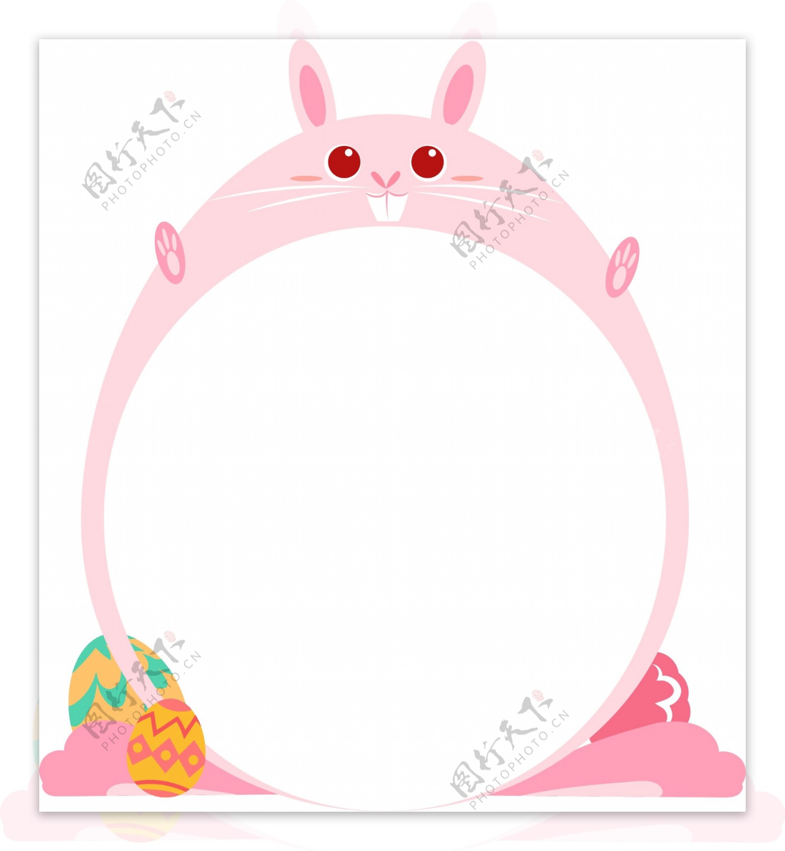 复活节可爱粉色小兔子边框