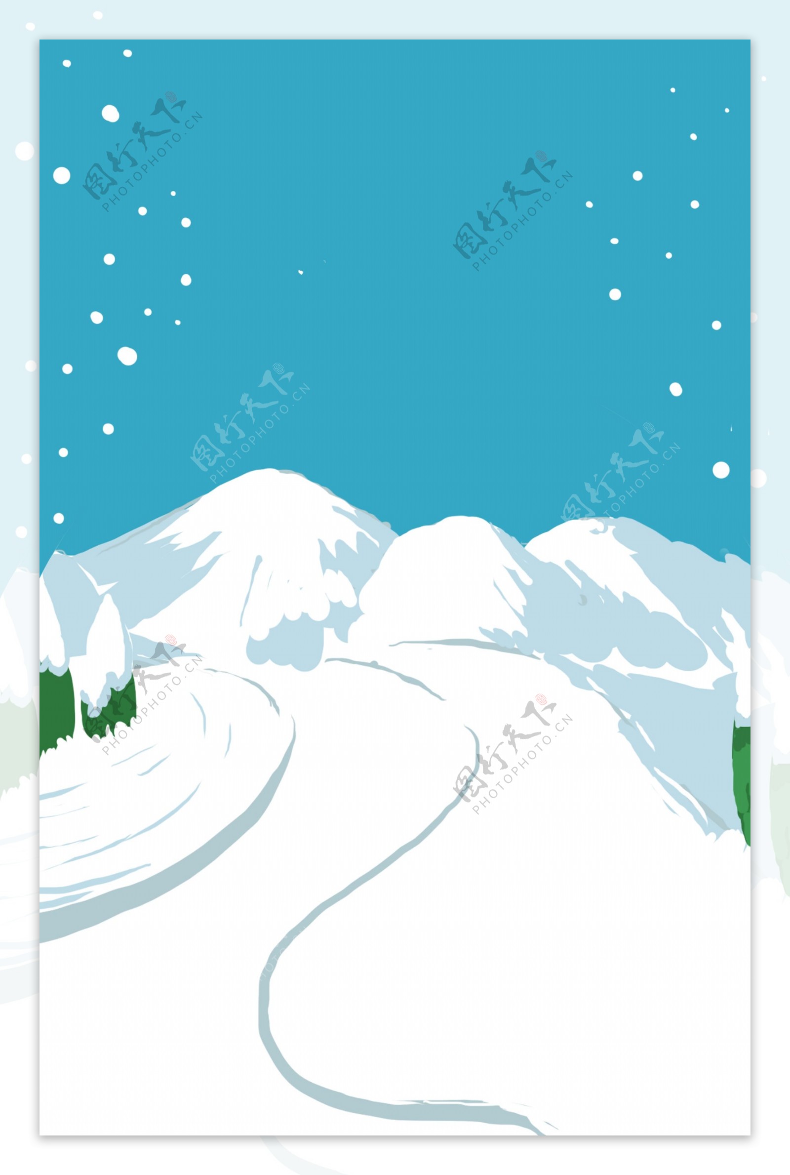 冬至节气雪山雪景背景设计