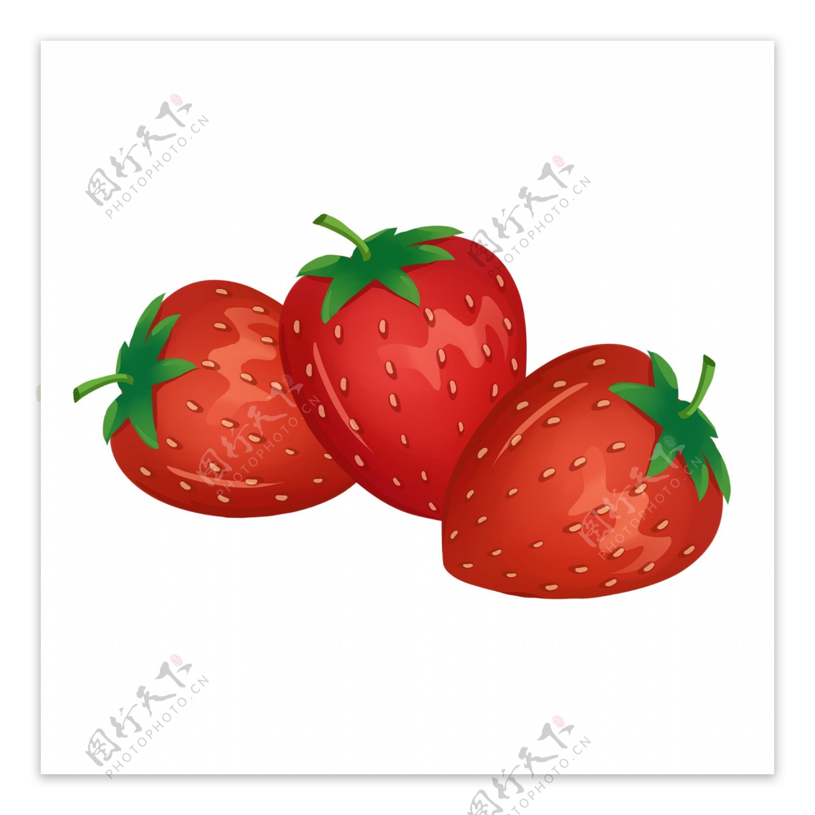 手绘夏季自然清新水果草莓免抠png