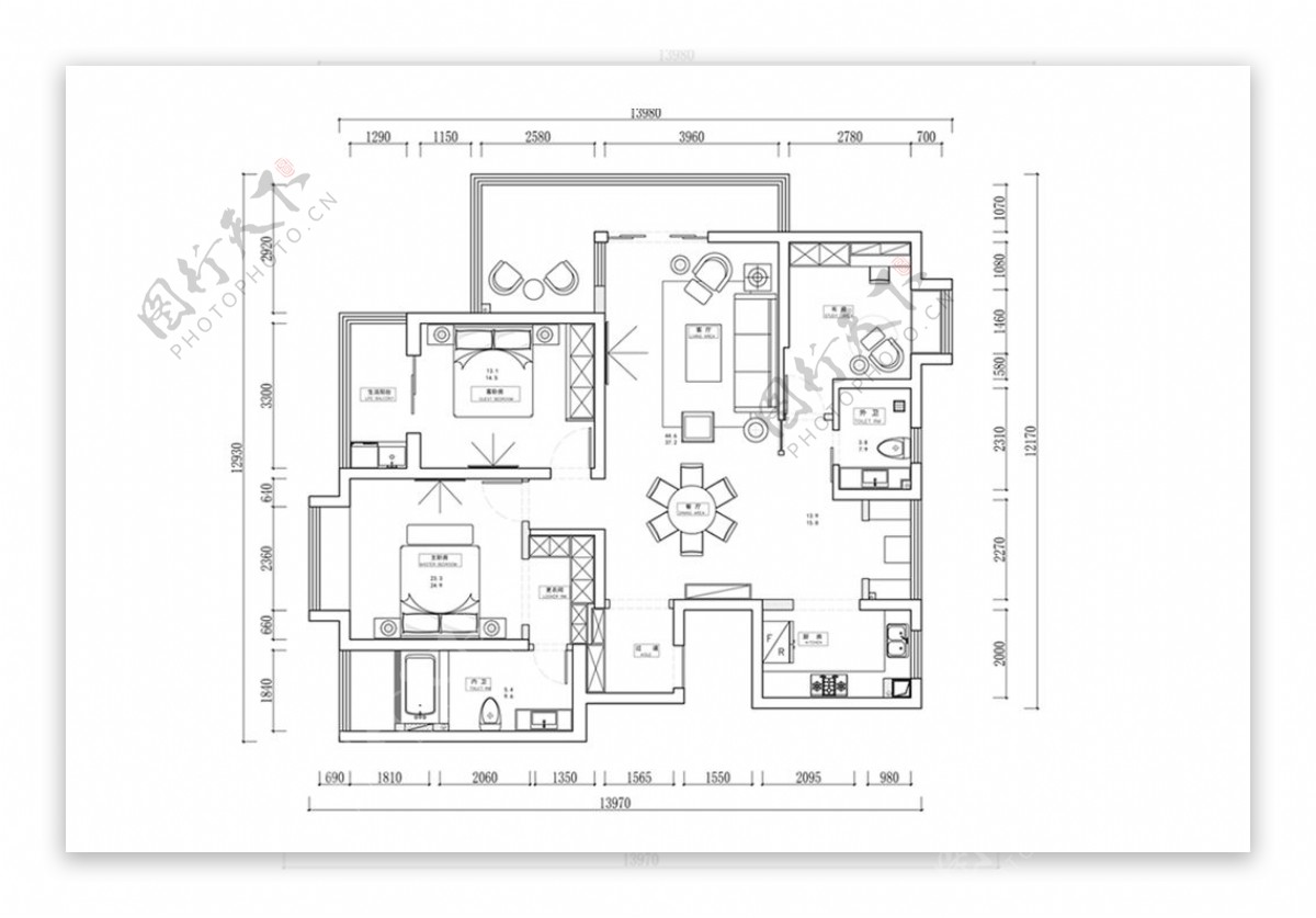 豪华住宅户型CAD平面方案