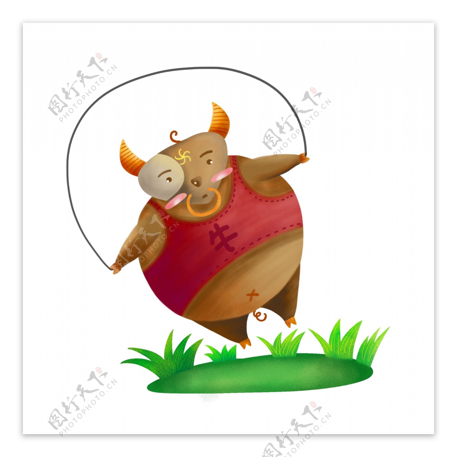 小胖牛可爱胖动物原创肌理插画设计元素