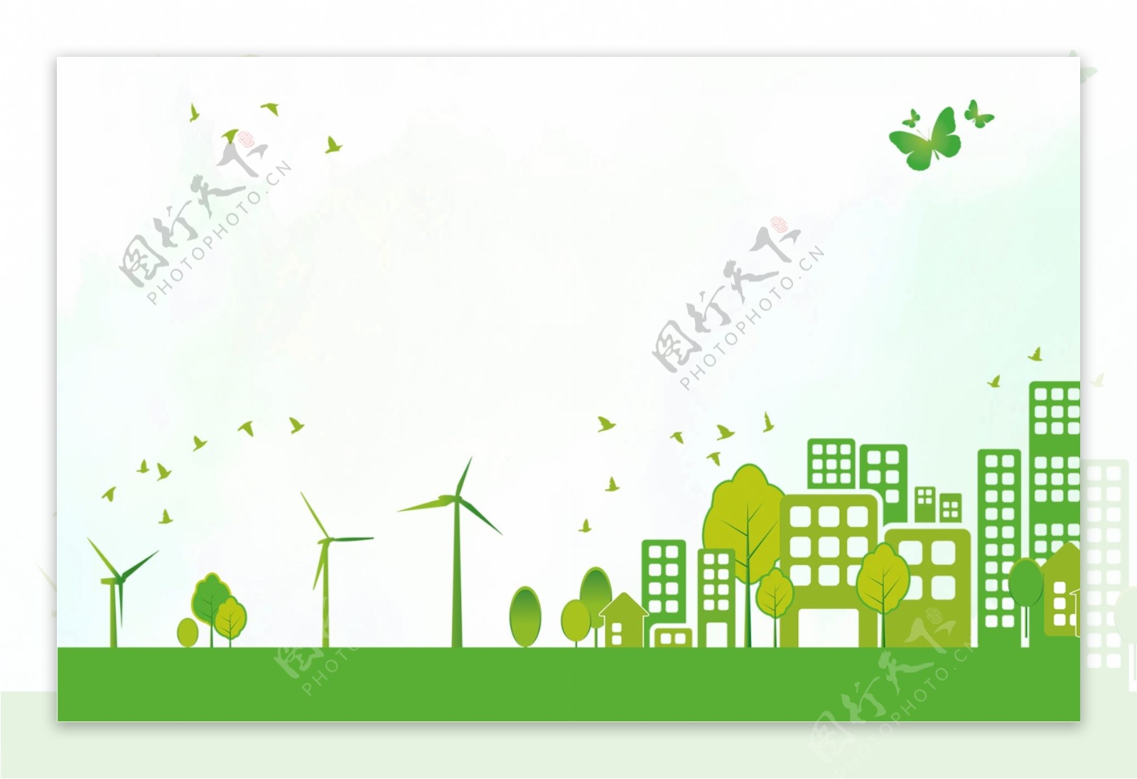 环保绿色清新生态状态插画背景