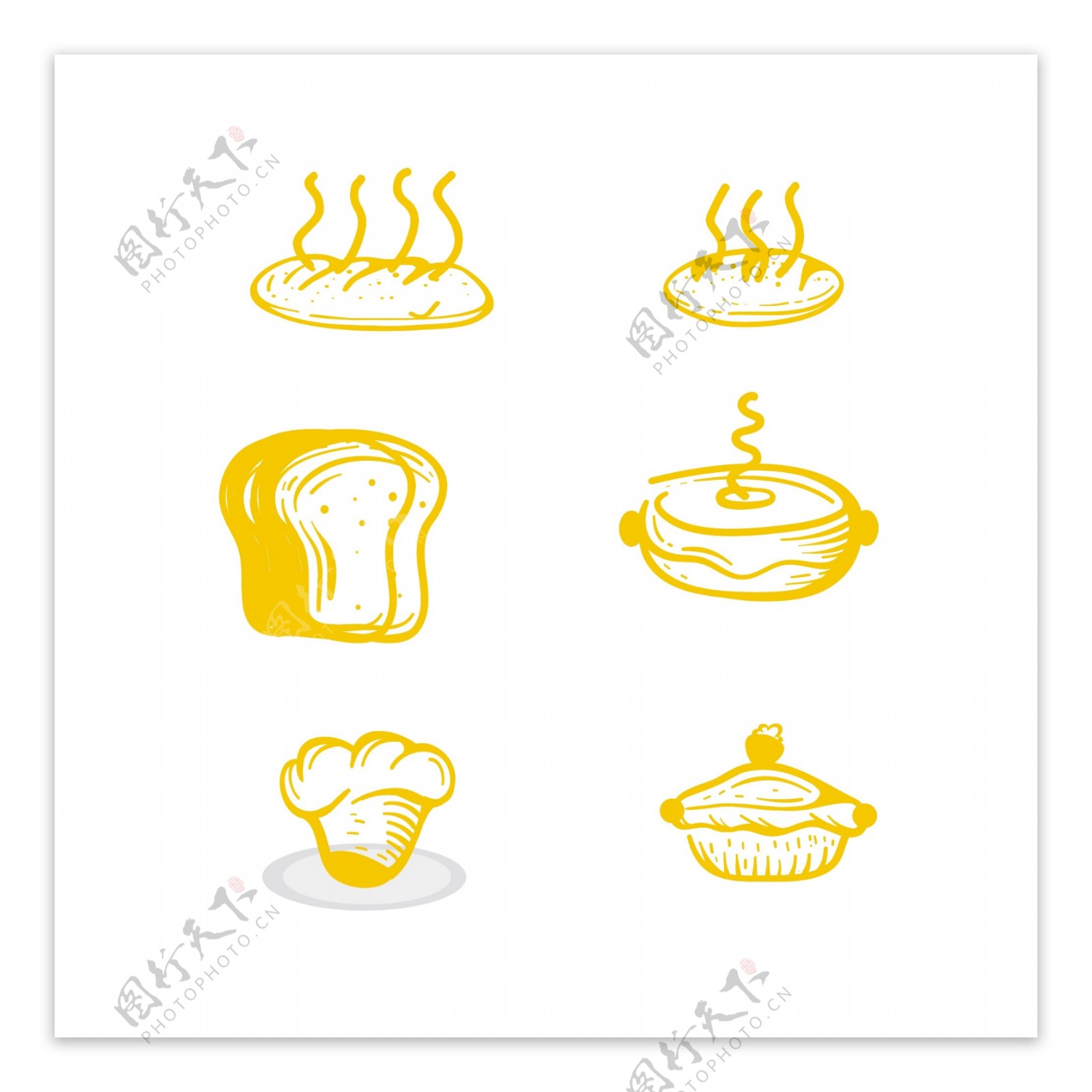 简约风格黄色系面包糕点元素