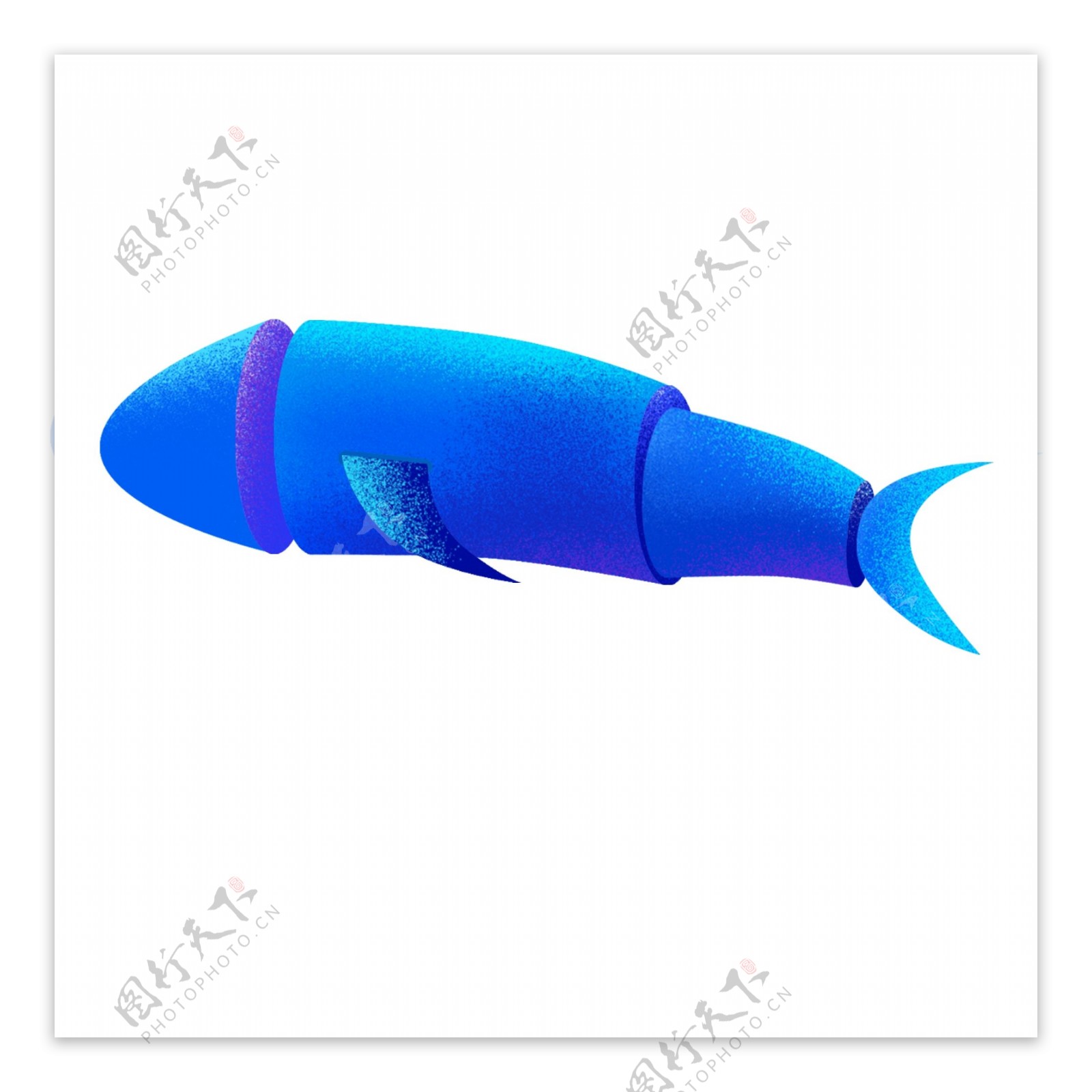 蓝色机械鱼装饰图案