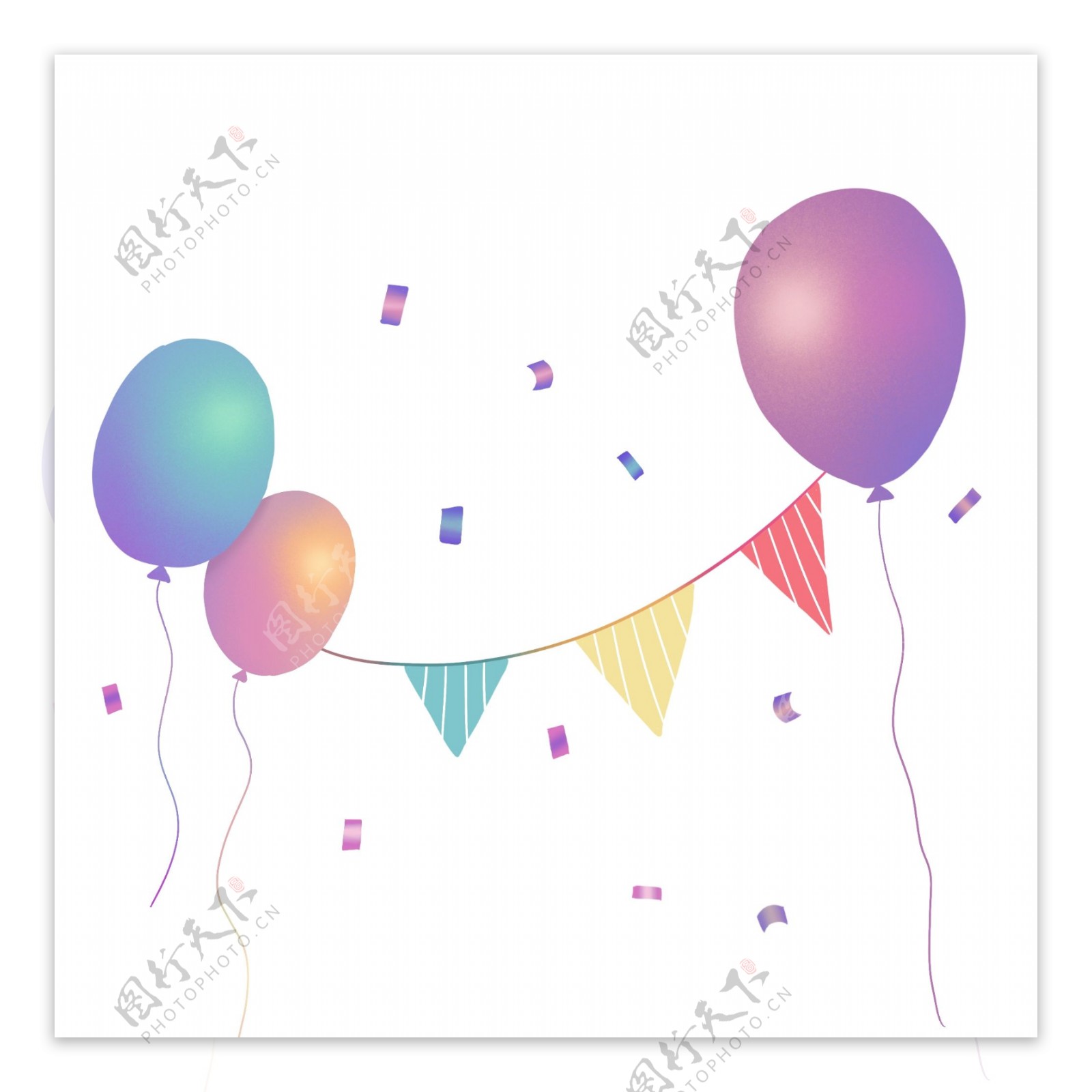 马卡龙色生日气球彩带