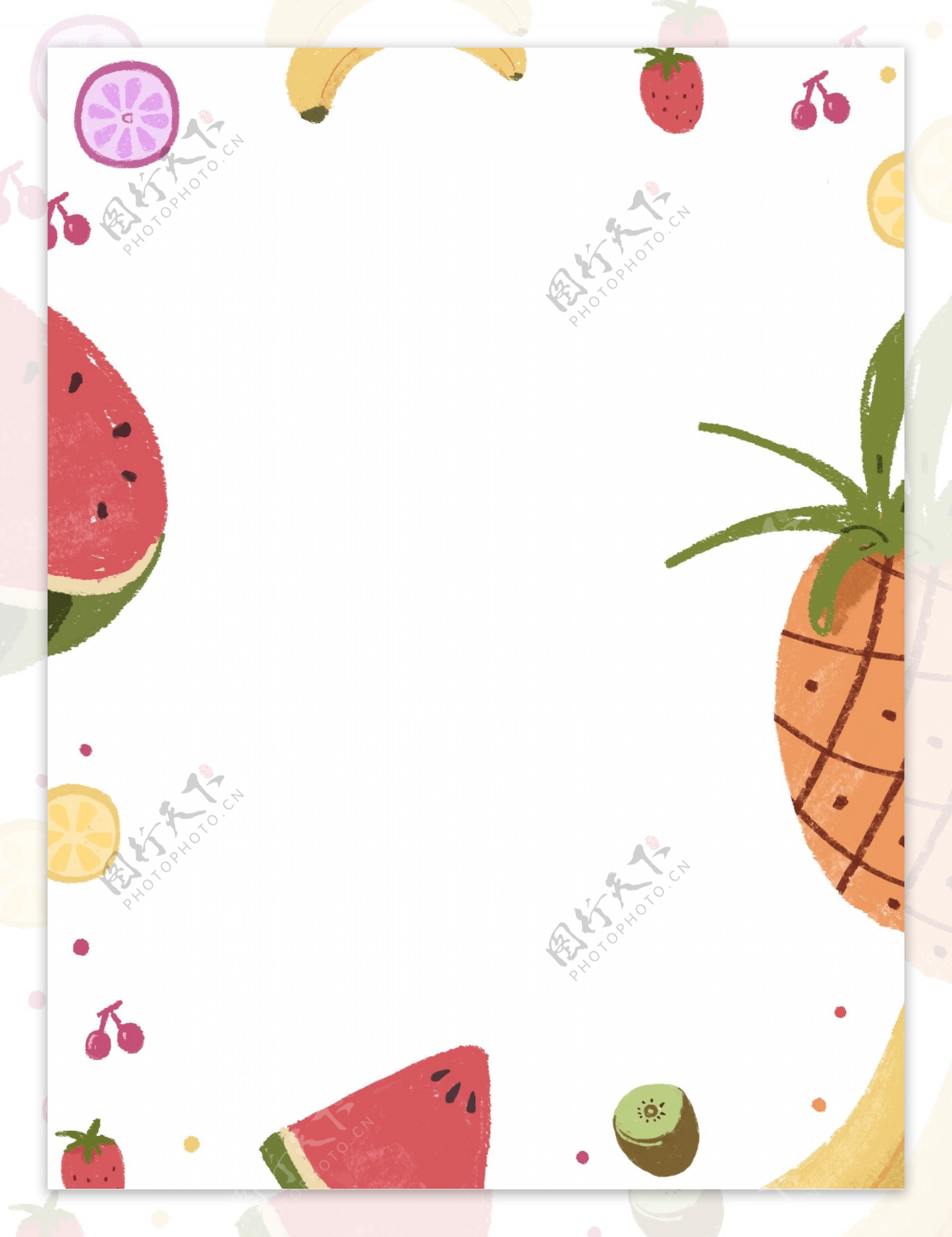 夏日水果透明边框