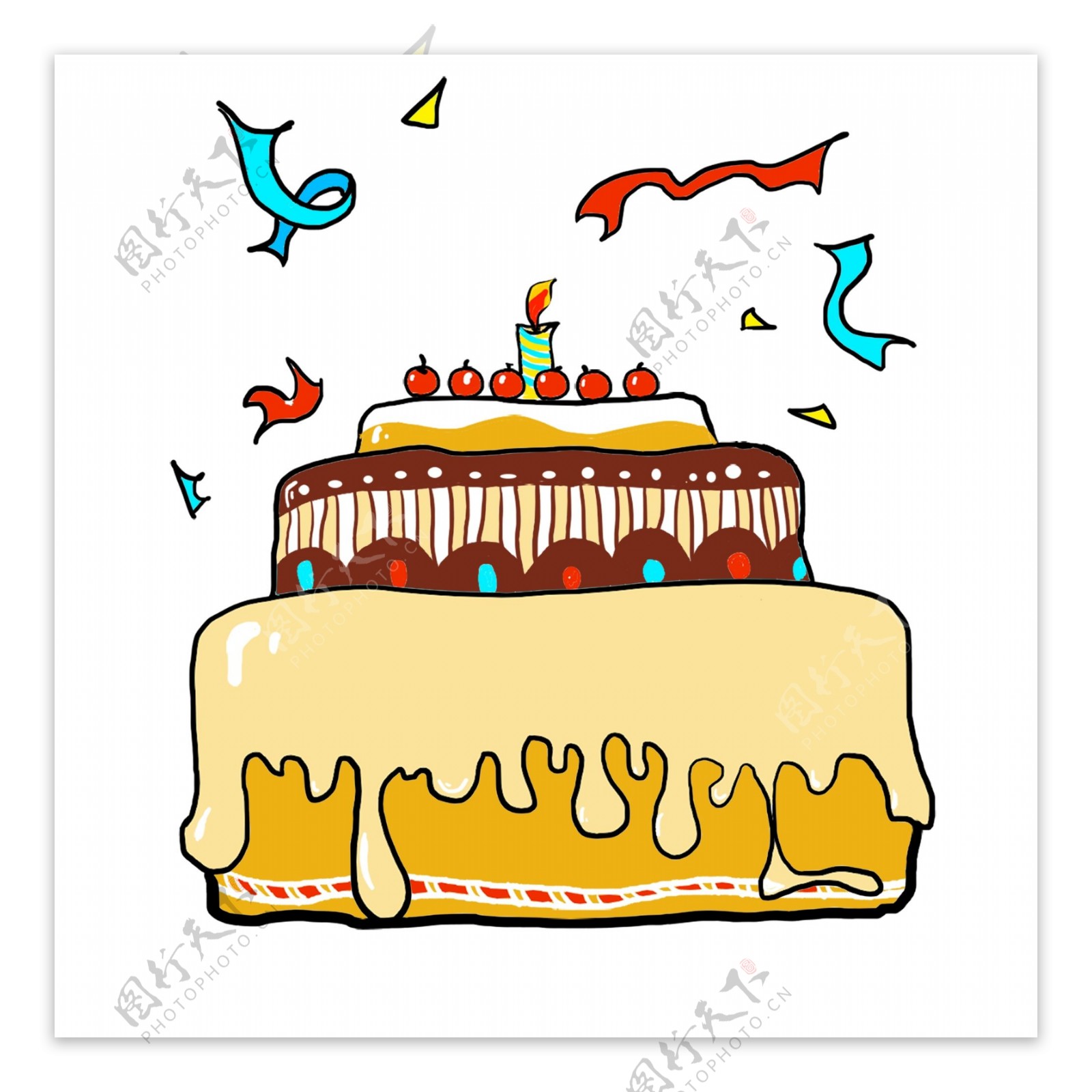 生日蛋糕生日礼物扁平化卡通