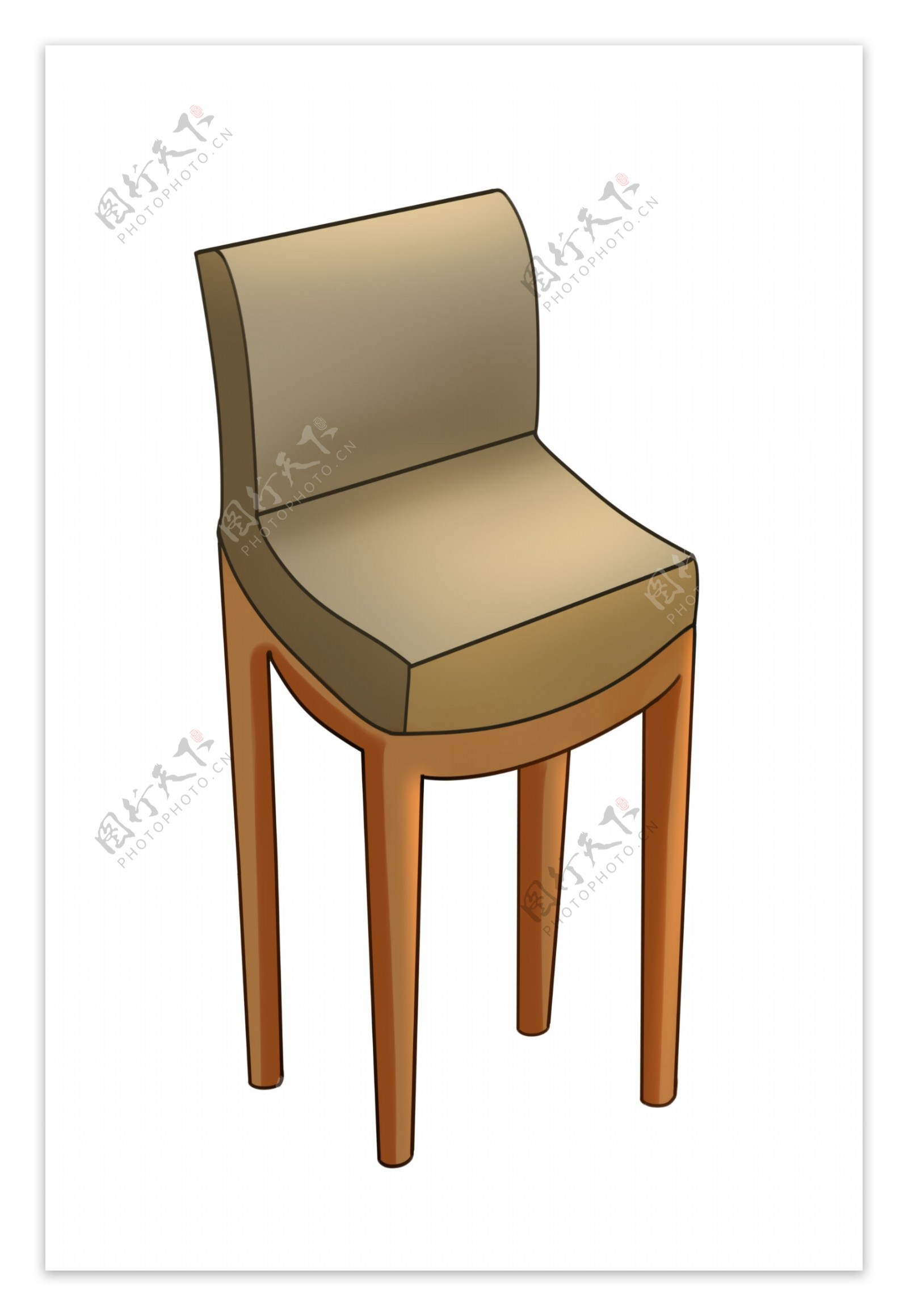 棕色靠背椅子插图