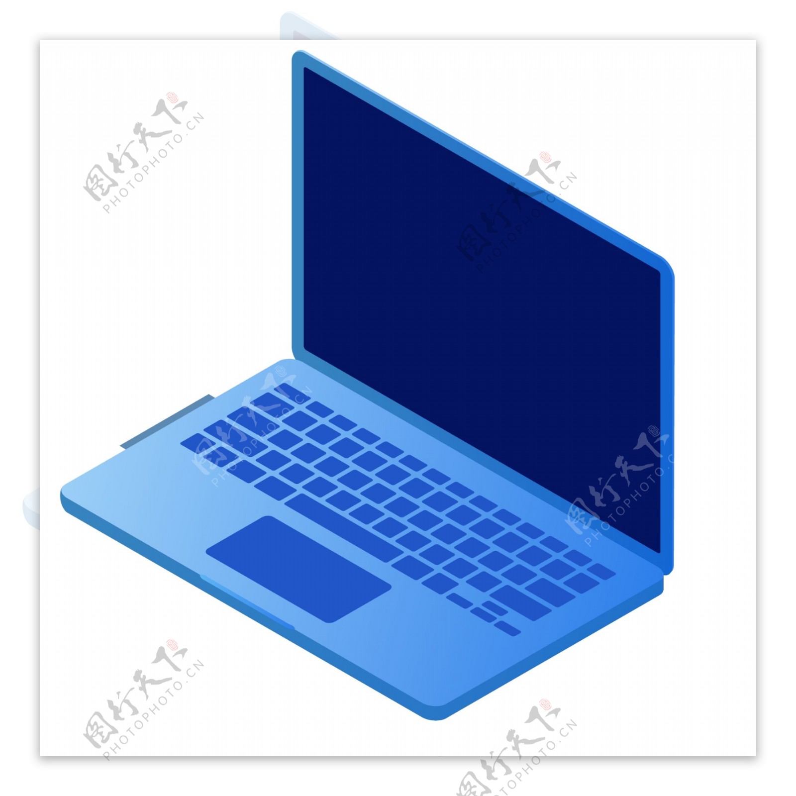 一个蓝色的笔记本电脑