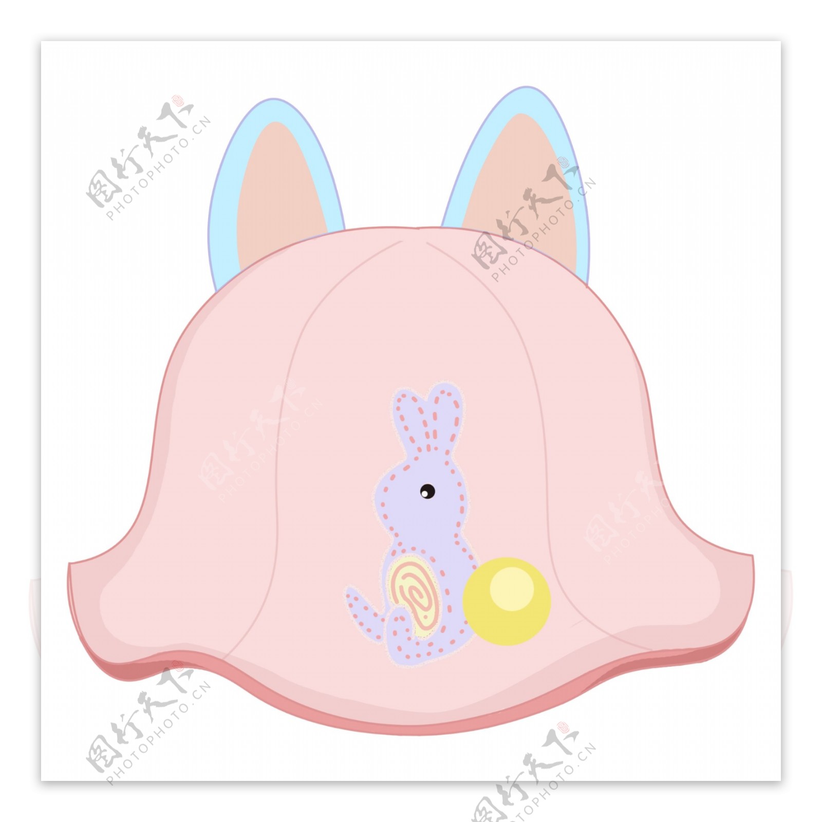 粉色兔子婴儿帽子