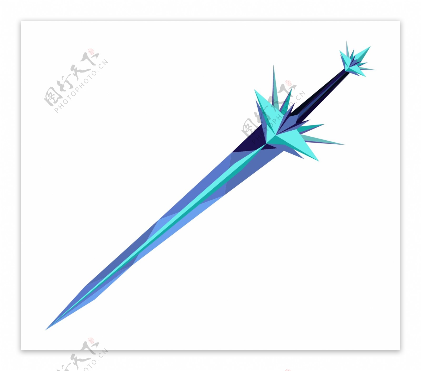 细长蓝色宝剑